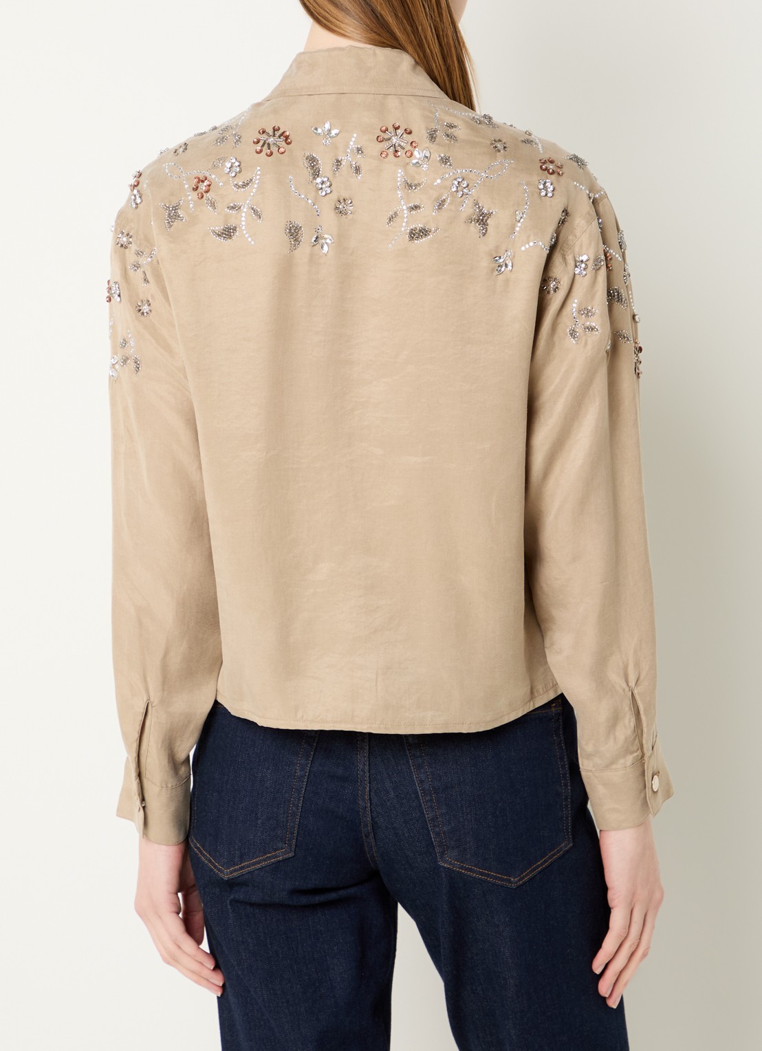 Liu Jo Blouse met strass - achterkant 3 donkerbeige