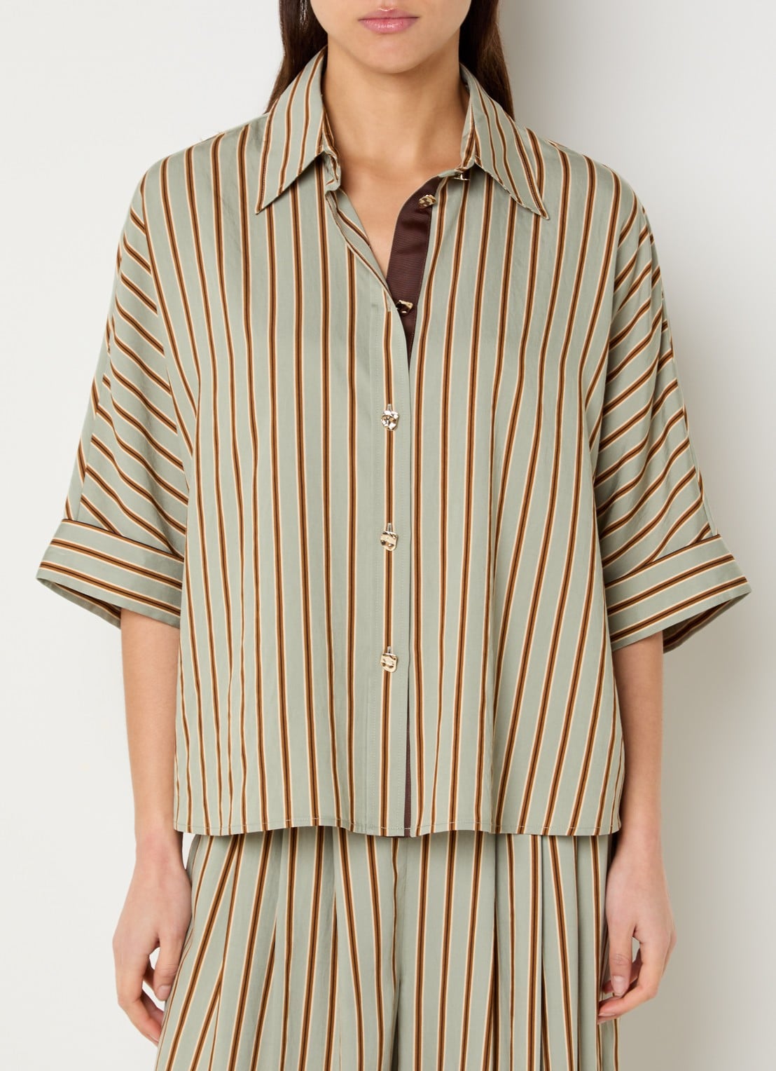 Liu Jo Blouse met streepprint - detail 4 lindegroen