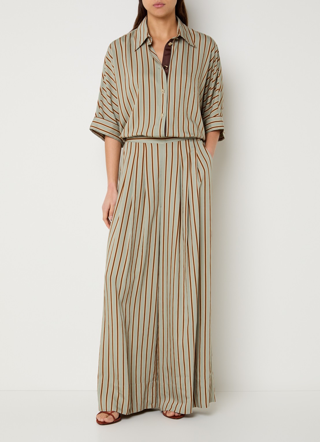 Liu Jo Blouse met streepprint - voorkant 3 lindegroen