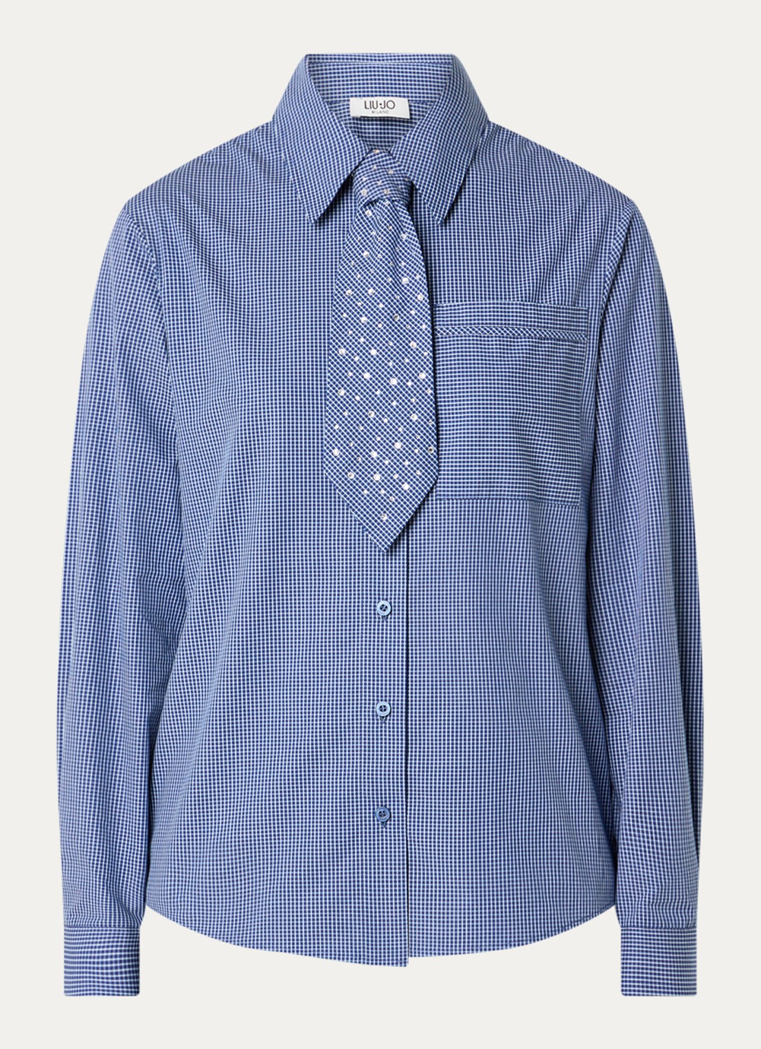 Liu Jo Blouse met streepprint - voorkant 3 blauw