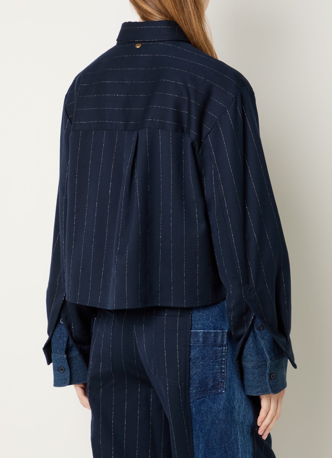 Liu Jo Blouse met streepprint - achterkant 4 donkerblauw
