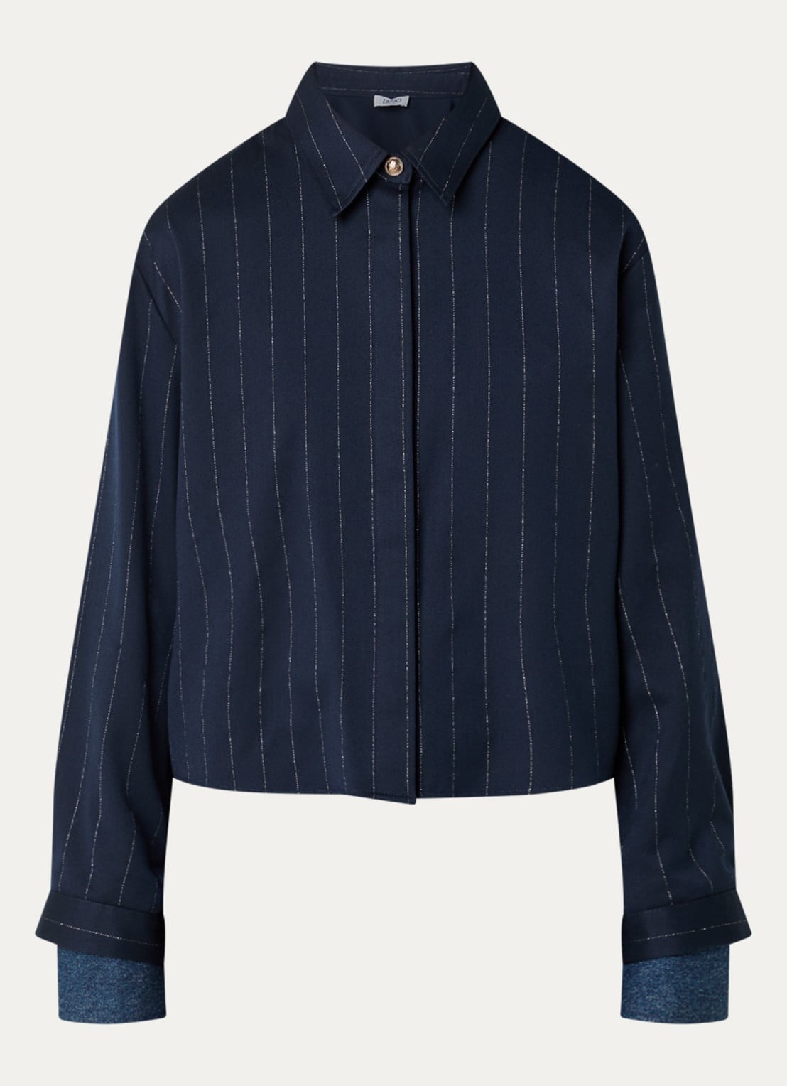 Liu Jo Blouse met streepprint - voorkant donkerblauw