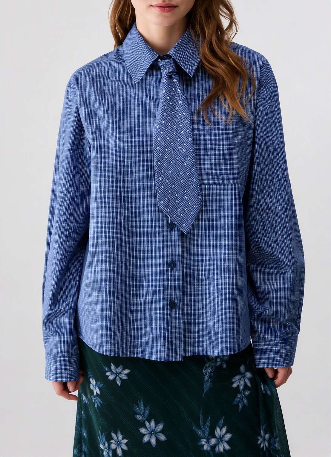 Liu Jo Blouse met streepprint - voorkant blauw
