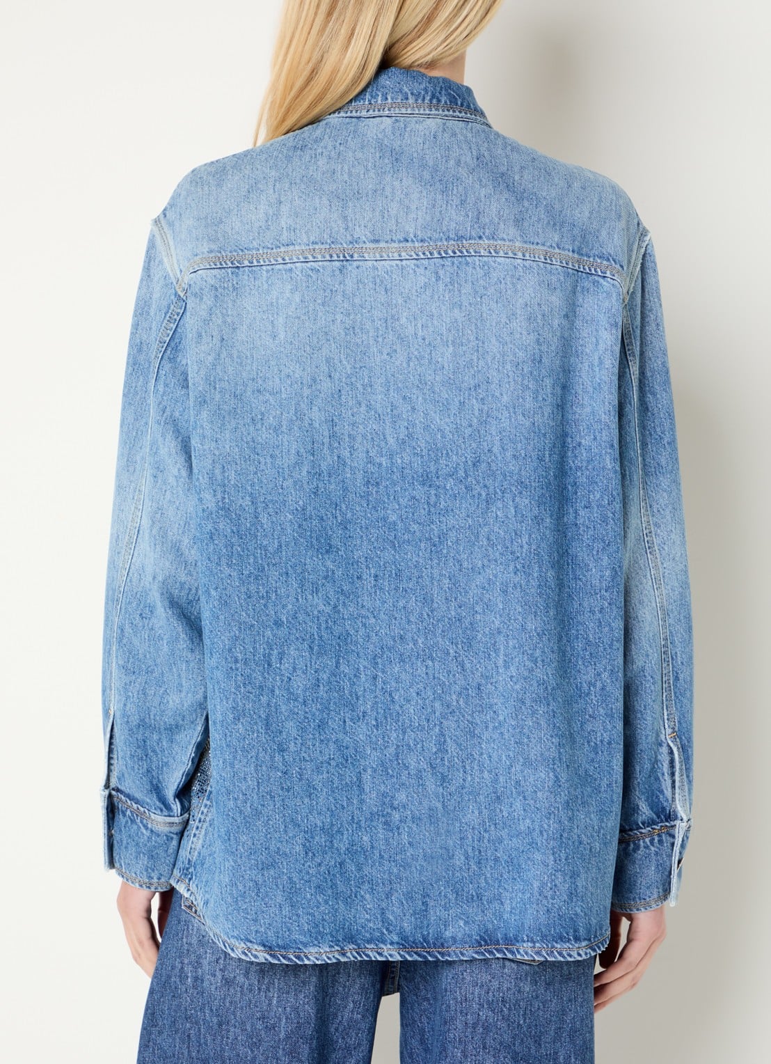 Liu Jo Blouse van denim met strass - achterkant 3 indigo