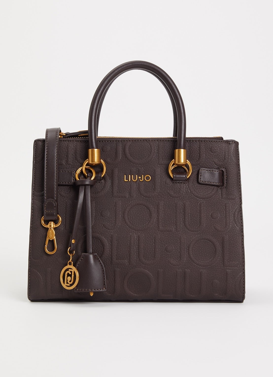 Liu Jo Boston handtas met logoprint en tasbedel  - voorkant donkerbruin