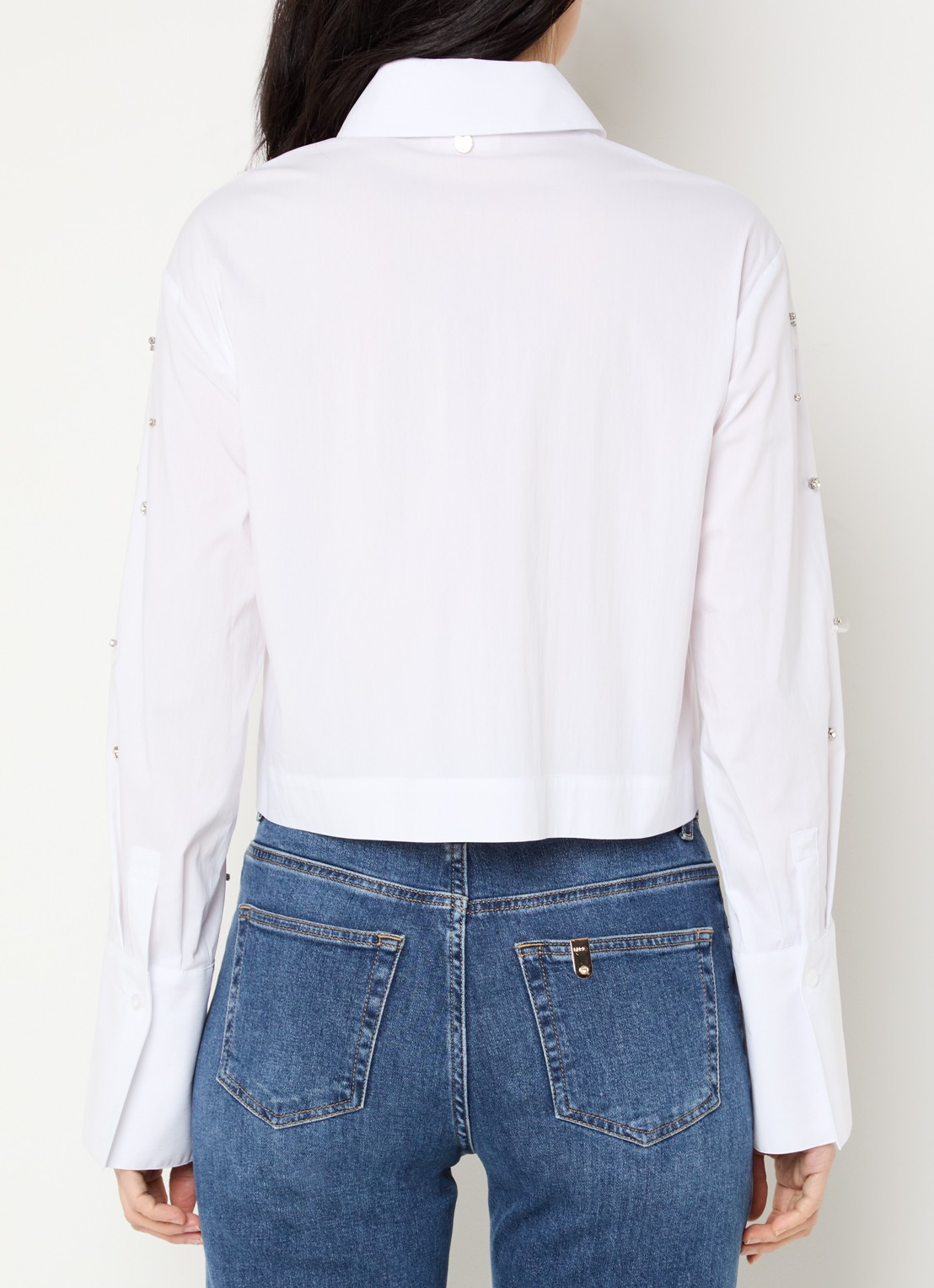Liu Jo Cropped blouse met strass - achterkant 3 wit