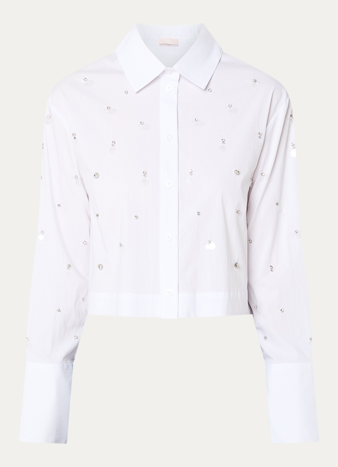 Liu Jo Cropped blouse met strass - voorkant wit