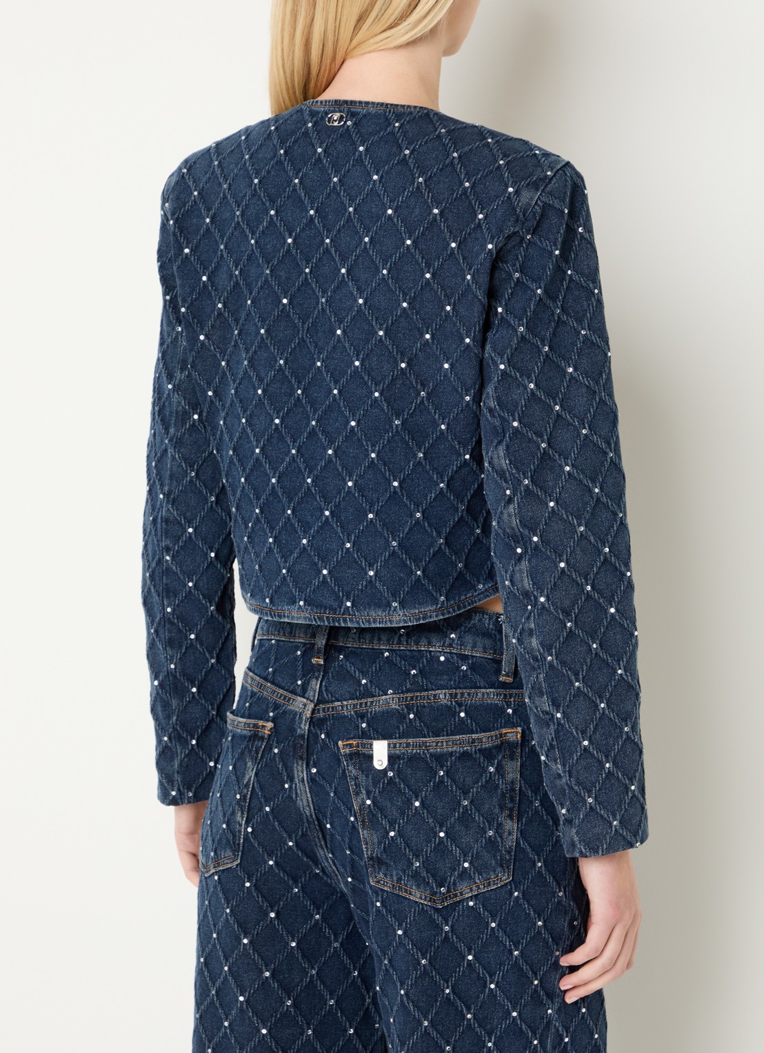 Liu Jo Cropped spijkerjas met strass  - achterkant 4 indigo