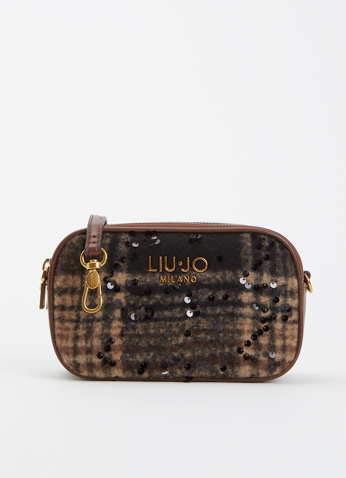 Liu Jo Crossbodytas met pailletten en afneembare schouderriem  - voorkant 5 bruin