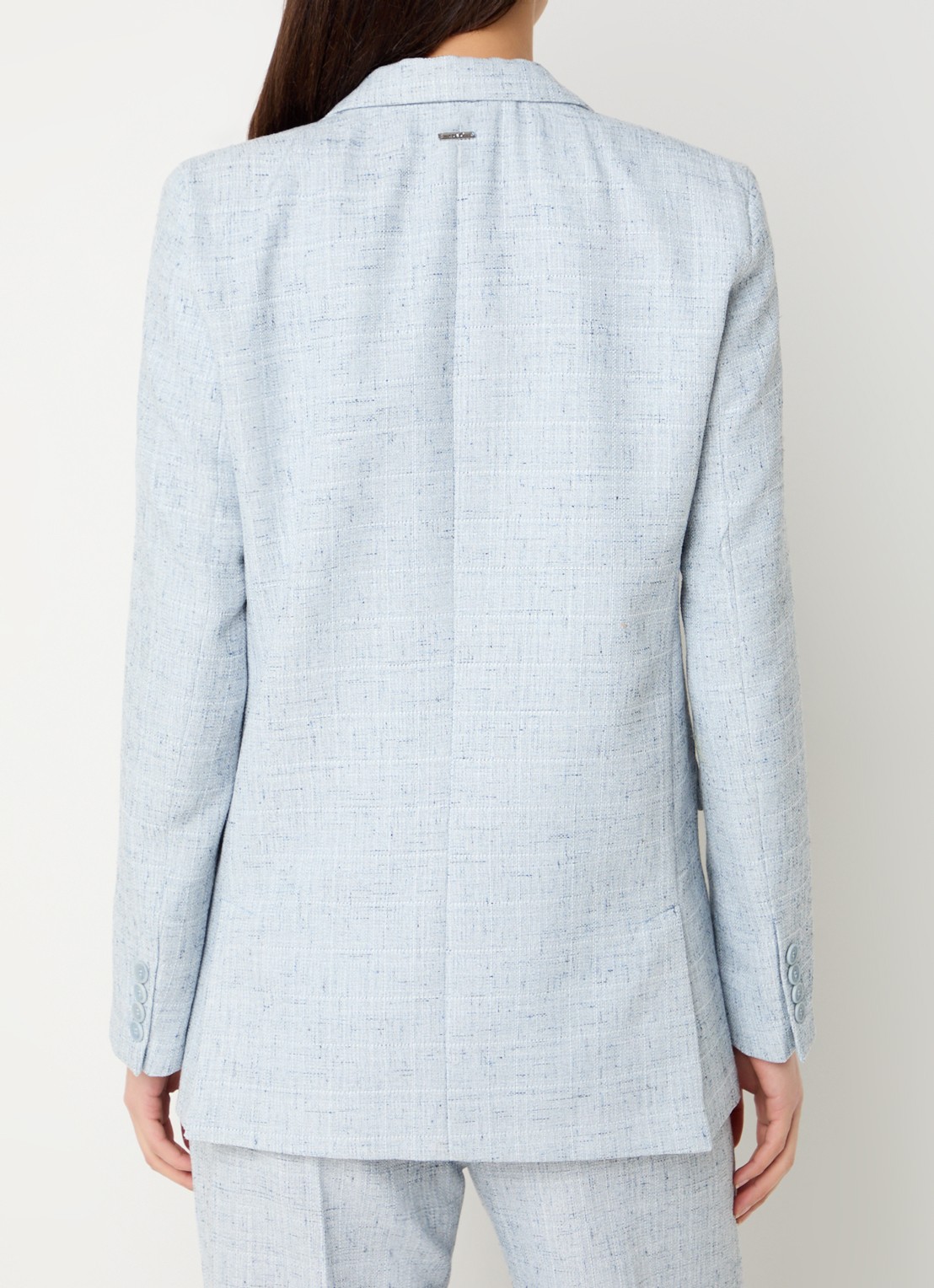 Liu Jo Double-breasted blazer met gemêleerd dessin en klepzakken - achterkant 3 lichtblauw