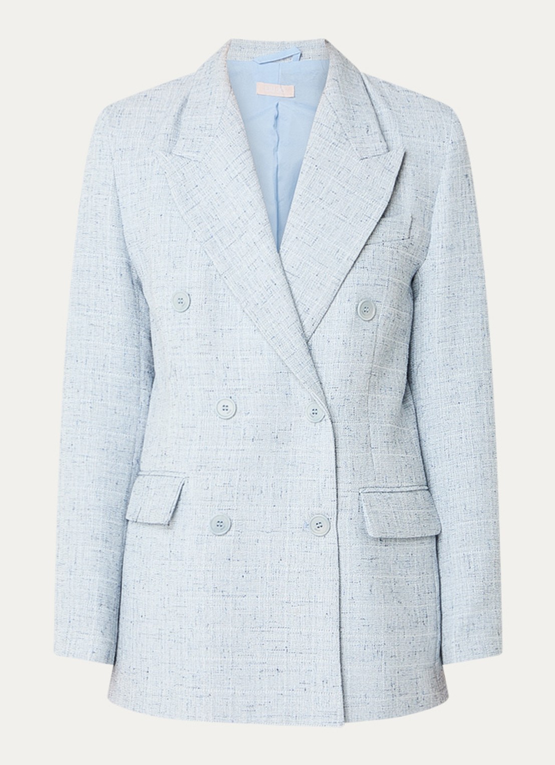 Liu Jo Double-breasted blazer met gemêleerd dessin en klepzakken - voorkant 4 lichtblauw