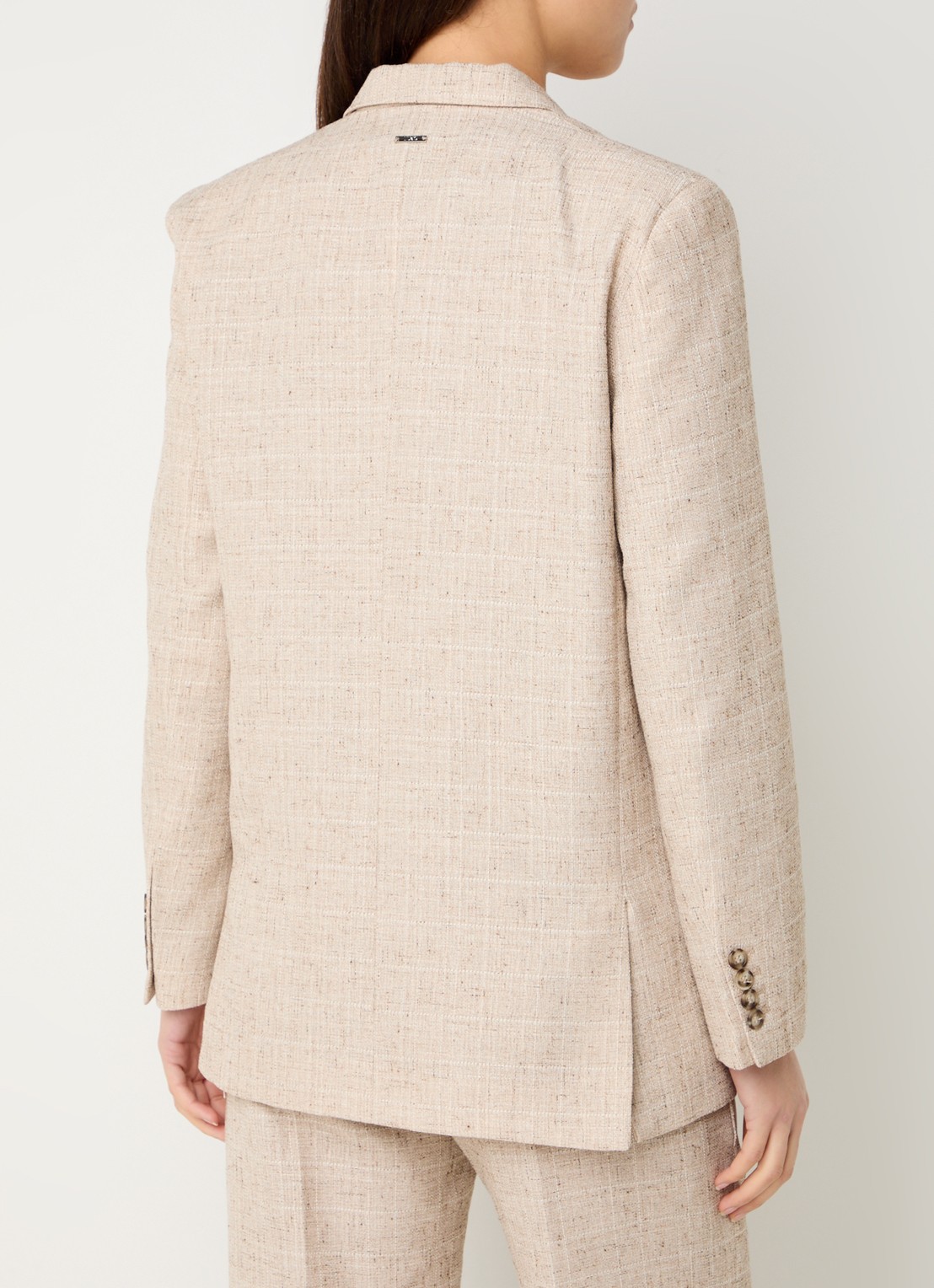 Liu Jo Double-breasted blazer met gemêleerd dessin en klepzakken - achterkant 3 beige