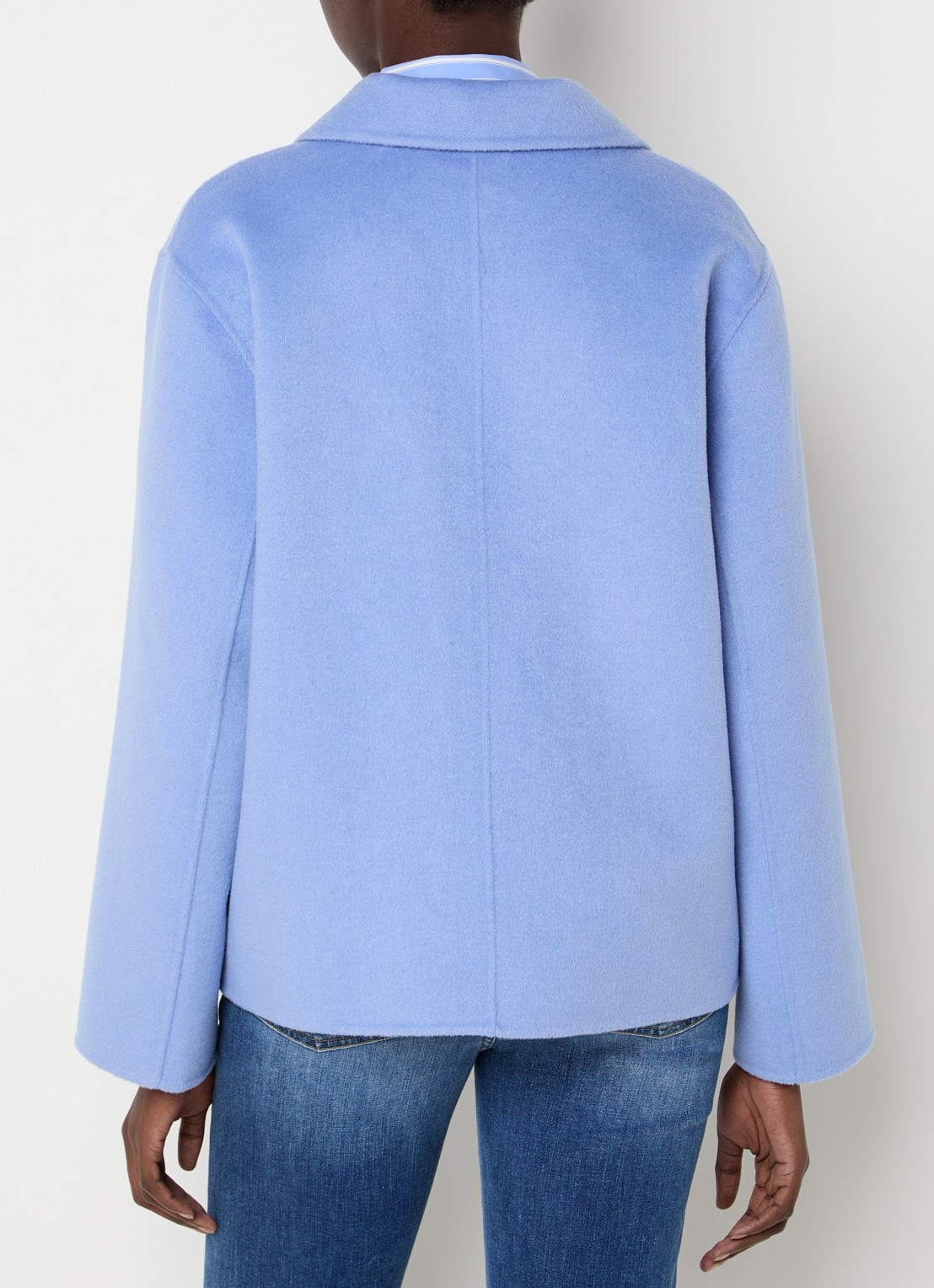 Liu Jo Double-breasted mantel in wolblend met klepzakken - achterkant 4 blauw