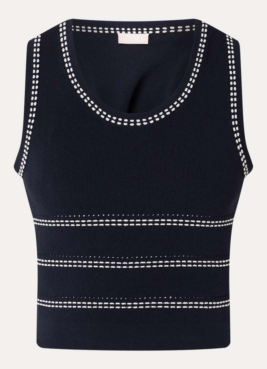 Liu Jo Fijngebreide crop top met borduring - voorkant 2 donkerblauw