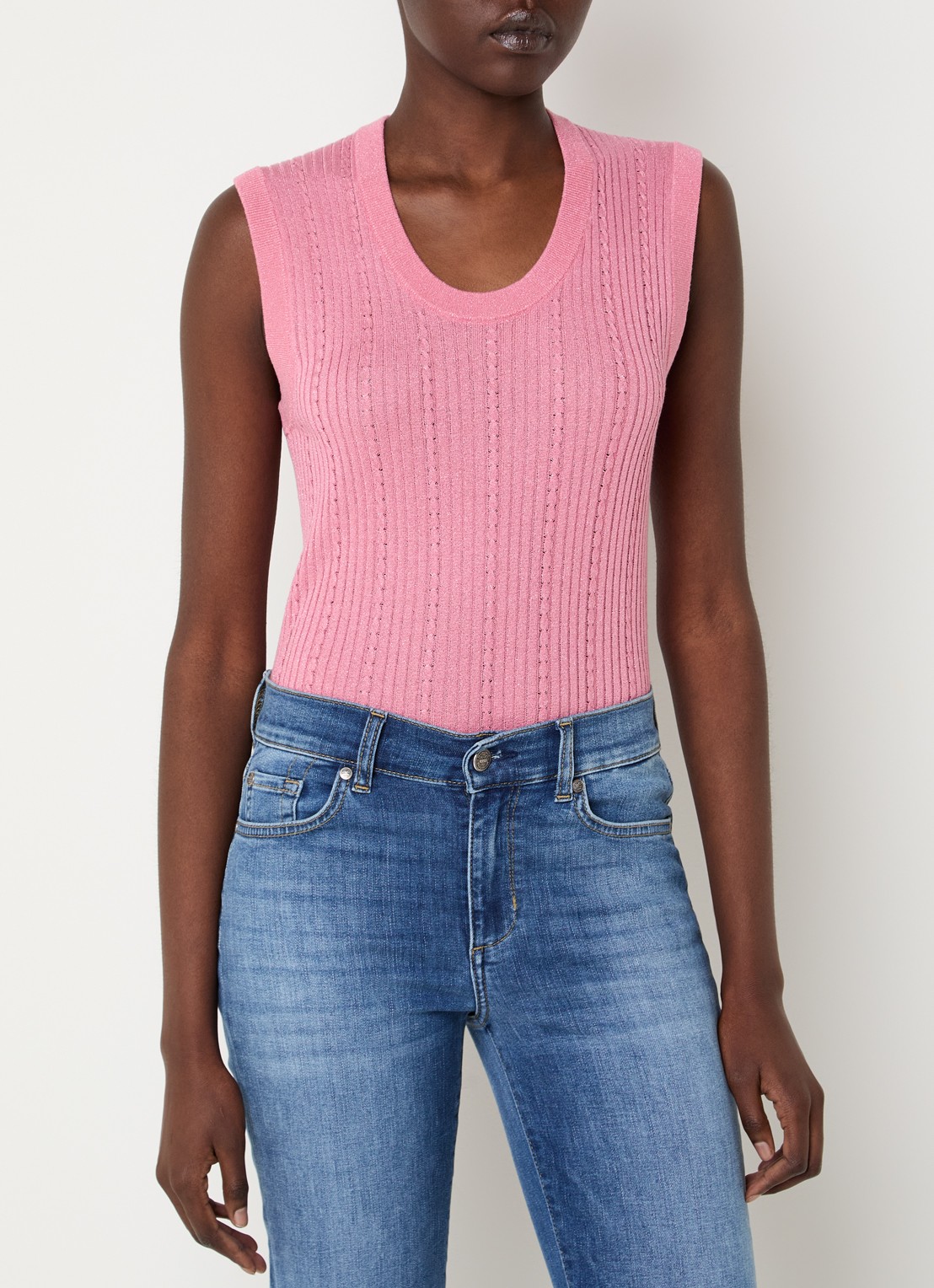 Liu Jo Fijngebreide mouwloze top met lurex - detail 3 roze