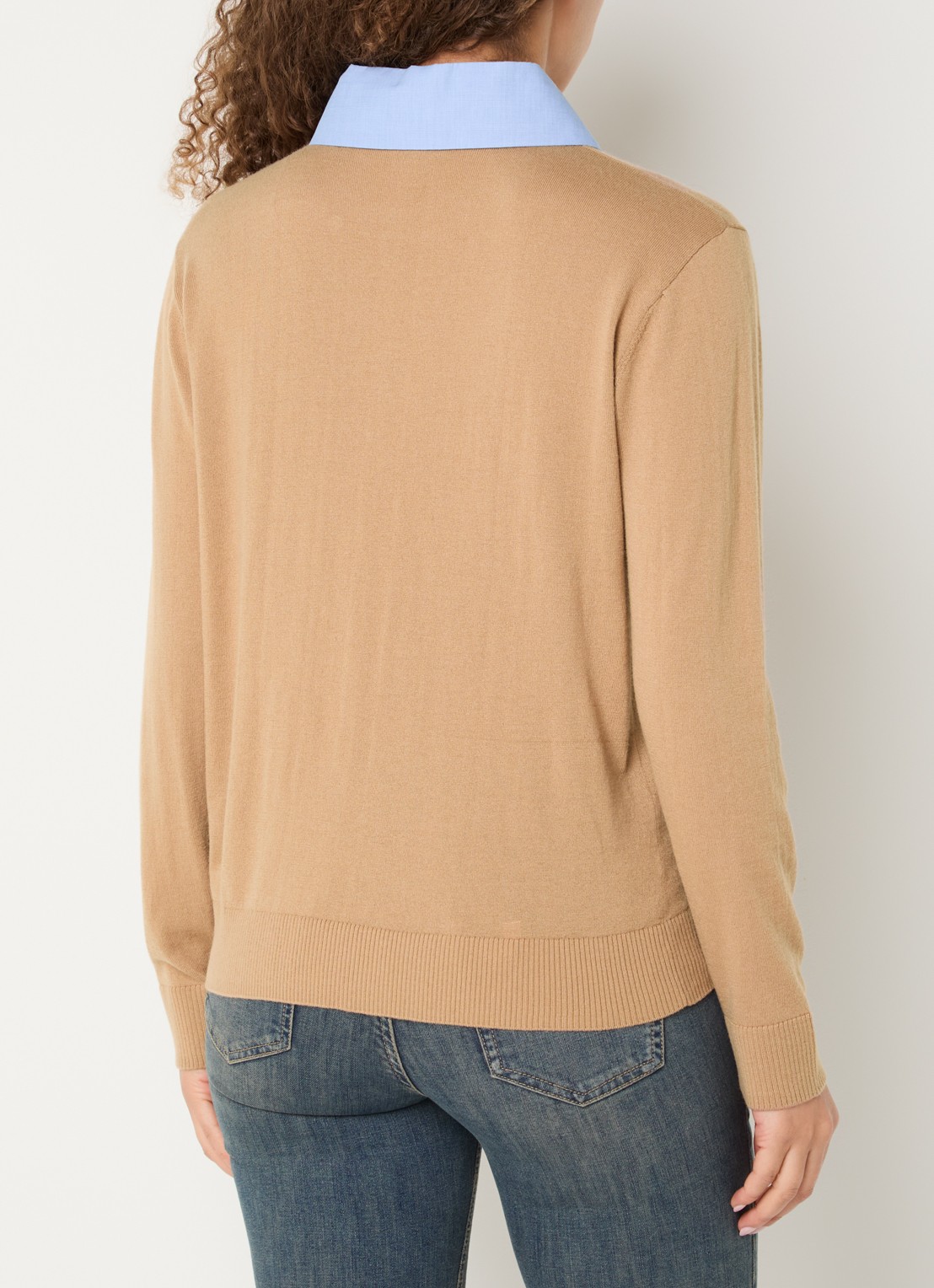 Liu Jo Fijngebreide pullover in wolblend met kraag - achterkant 4 camel
