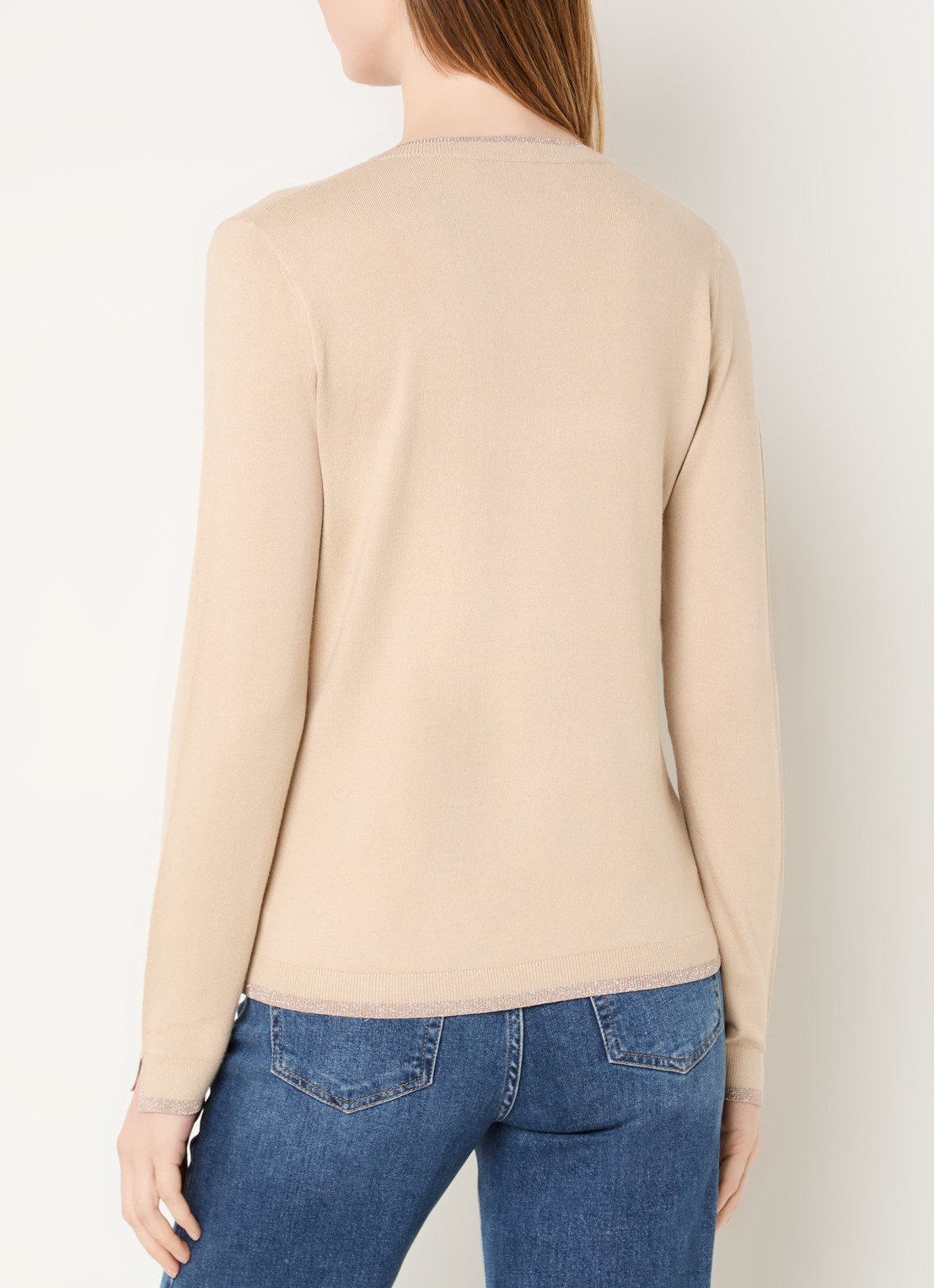 Liu Jo Fijngebreide pullover met strass - achterkant beige