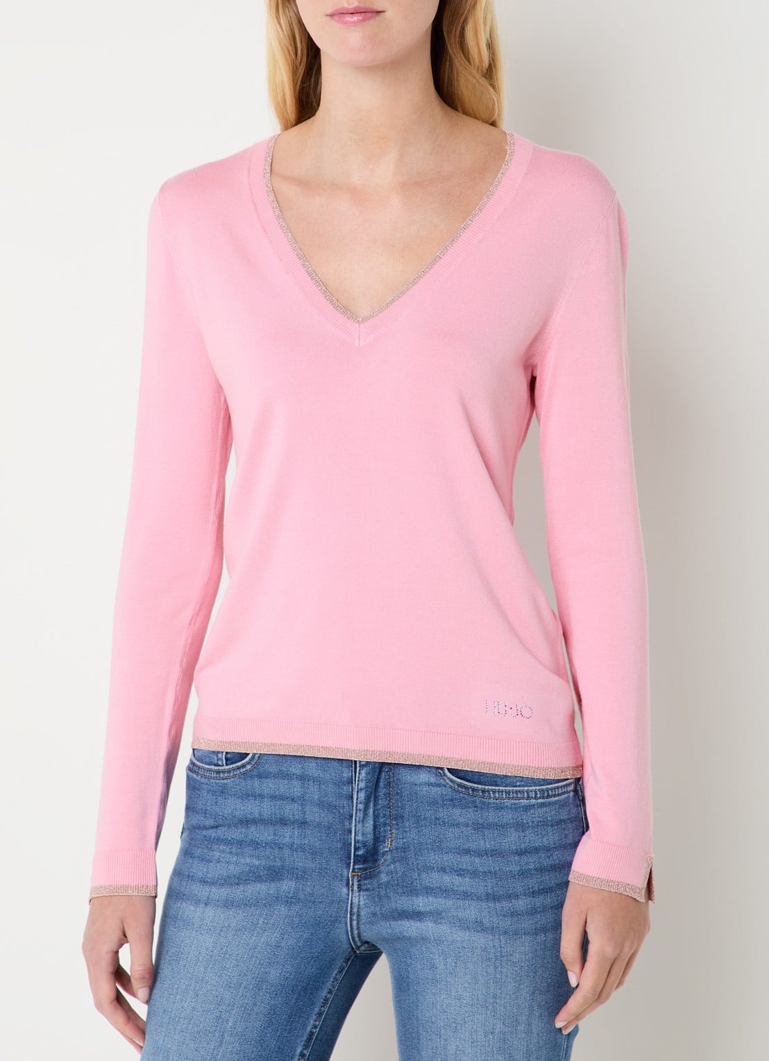 Liu Jo Fijngebreide pullover met strass - detail 4 roze