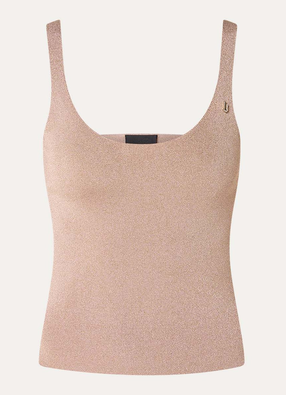 Liu Jo Fijngebreide tanktop met lurex - voorkant donkerbeige