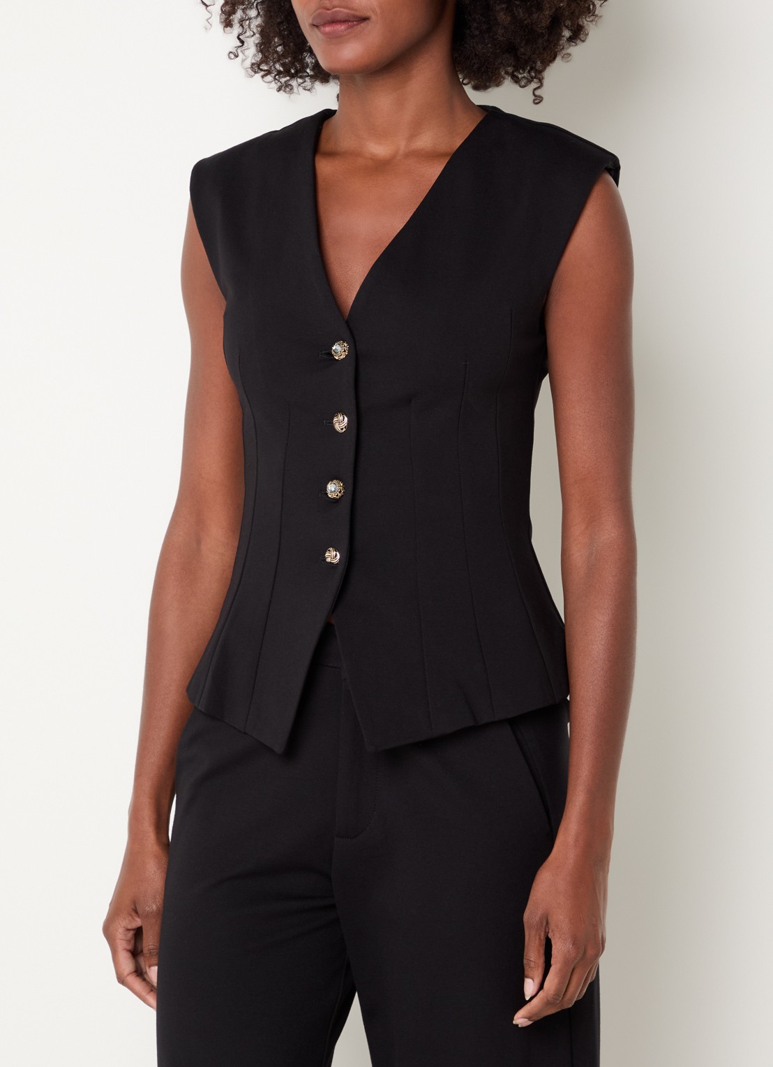 Liu Jo Fittato gilet met V-hals - detail zwart