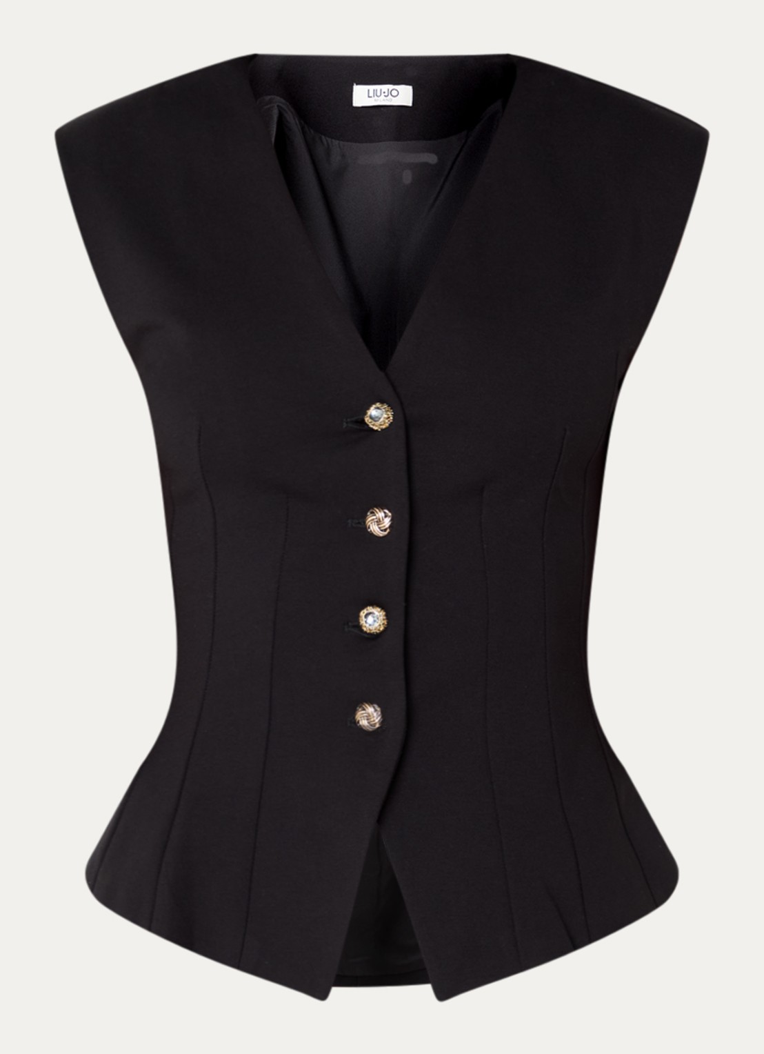 Liu Jo Fittato gilet met V-hals - voorkant 3 zwart