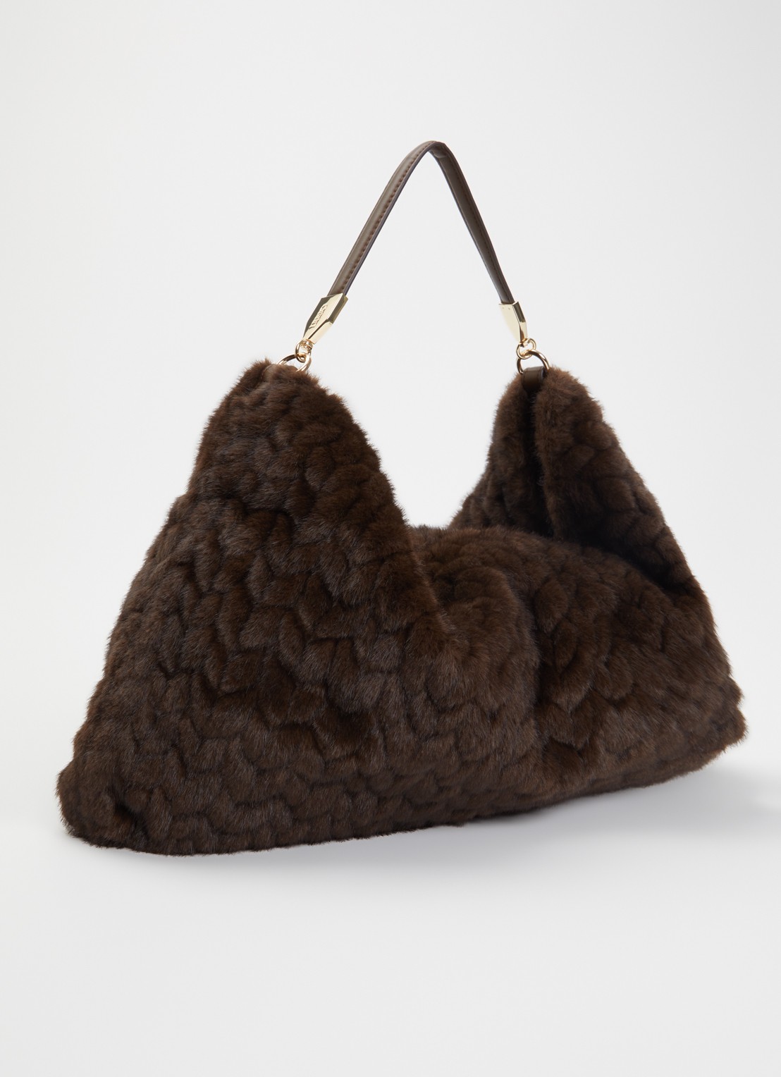Liu Jo Foulard Hobo schoudertas van imitatiebont met details van leer  - achterkant 4 donkerbruin
