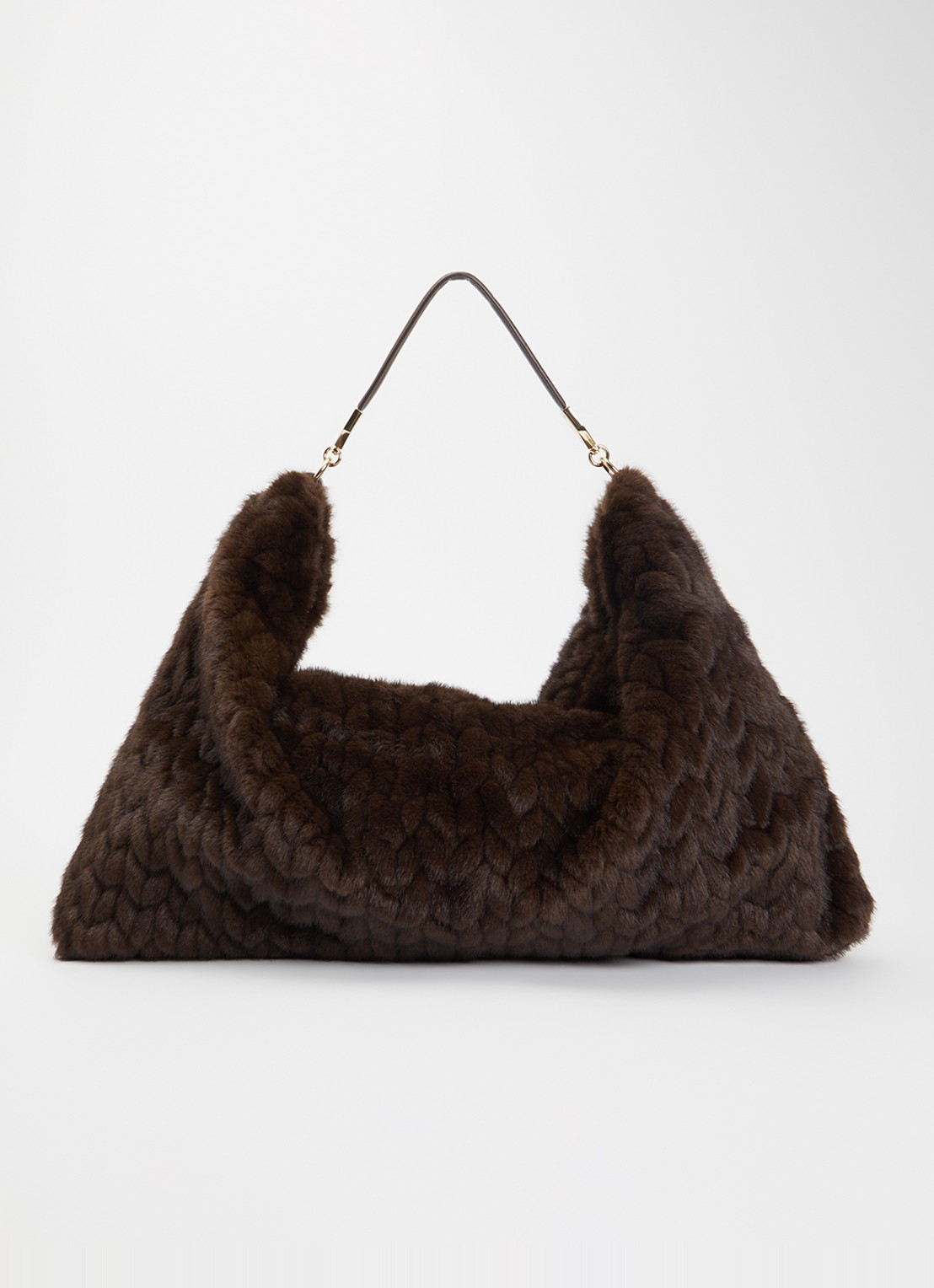 Liu Jo Foulard Hobo schoudertas van imitatiebont met details van leer  - voorkant 5 donkerbruin