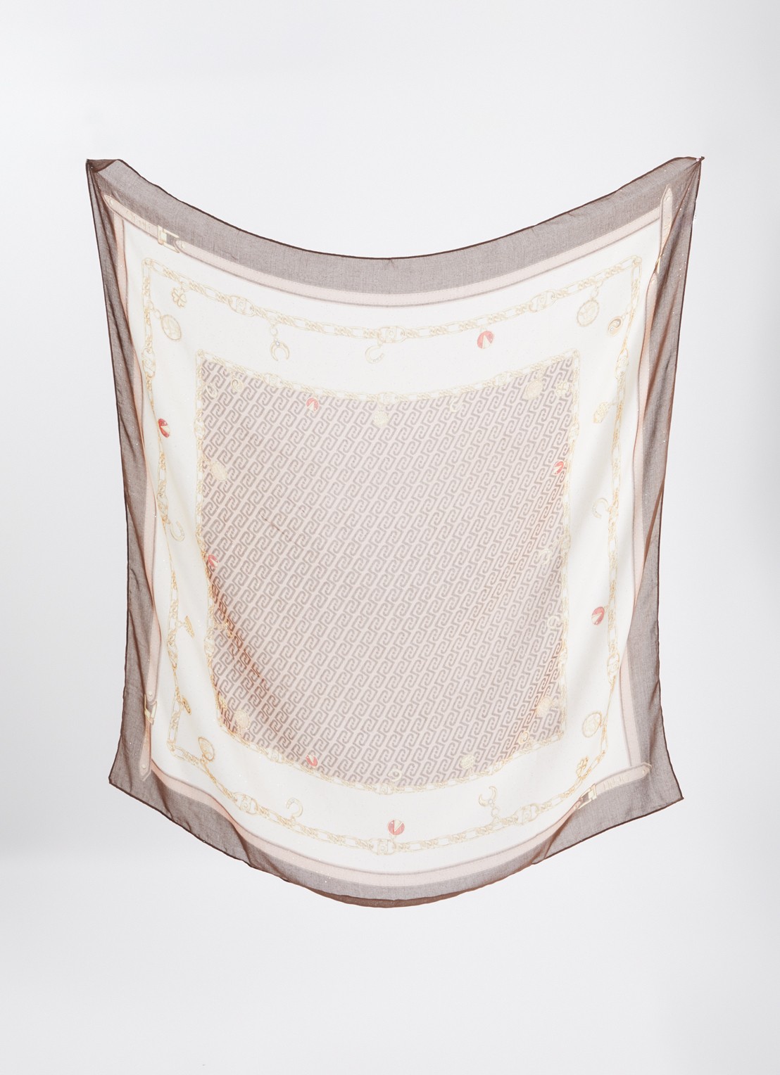Liu Jo Foulard sjaal met logoprint en glitter  - detail bruin