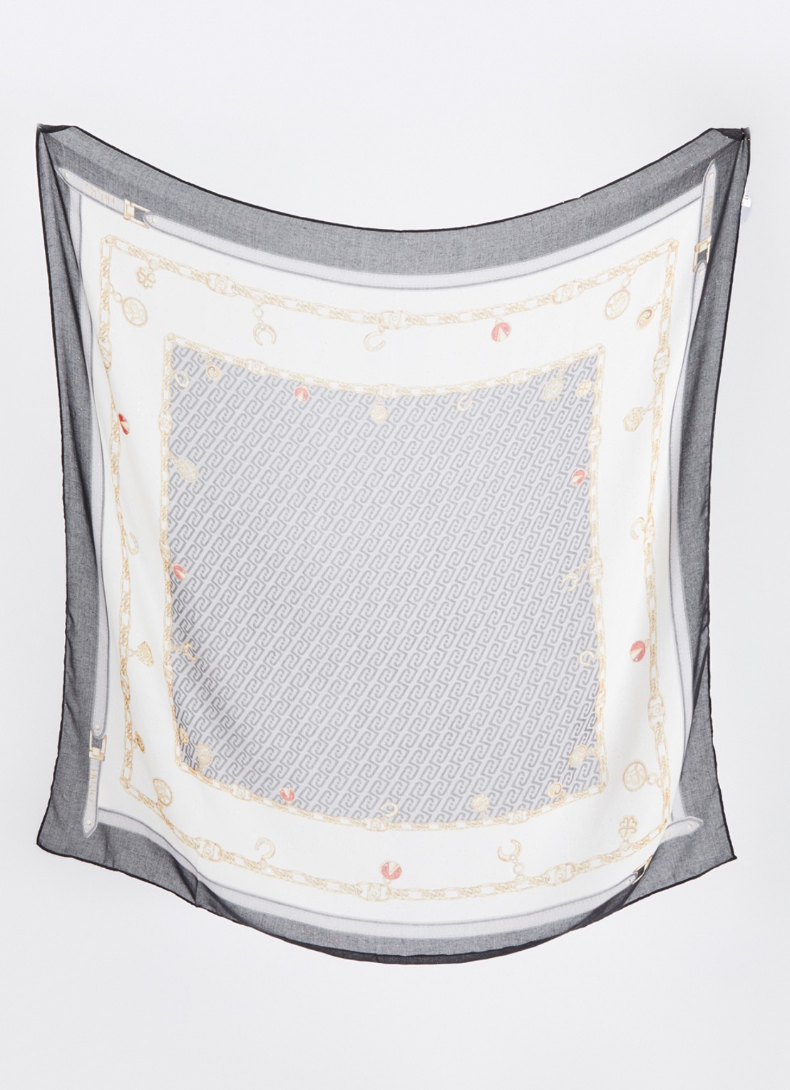 Liu Jo Foulard sjaal met logoprint en glitter  - detail zwart