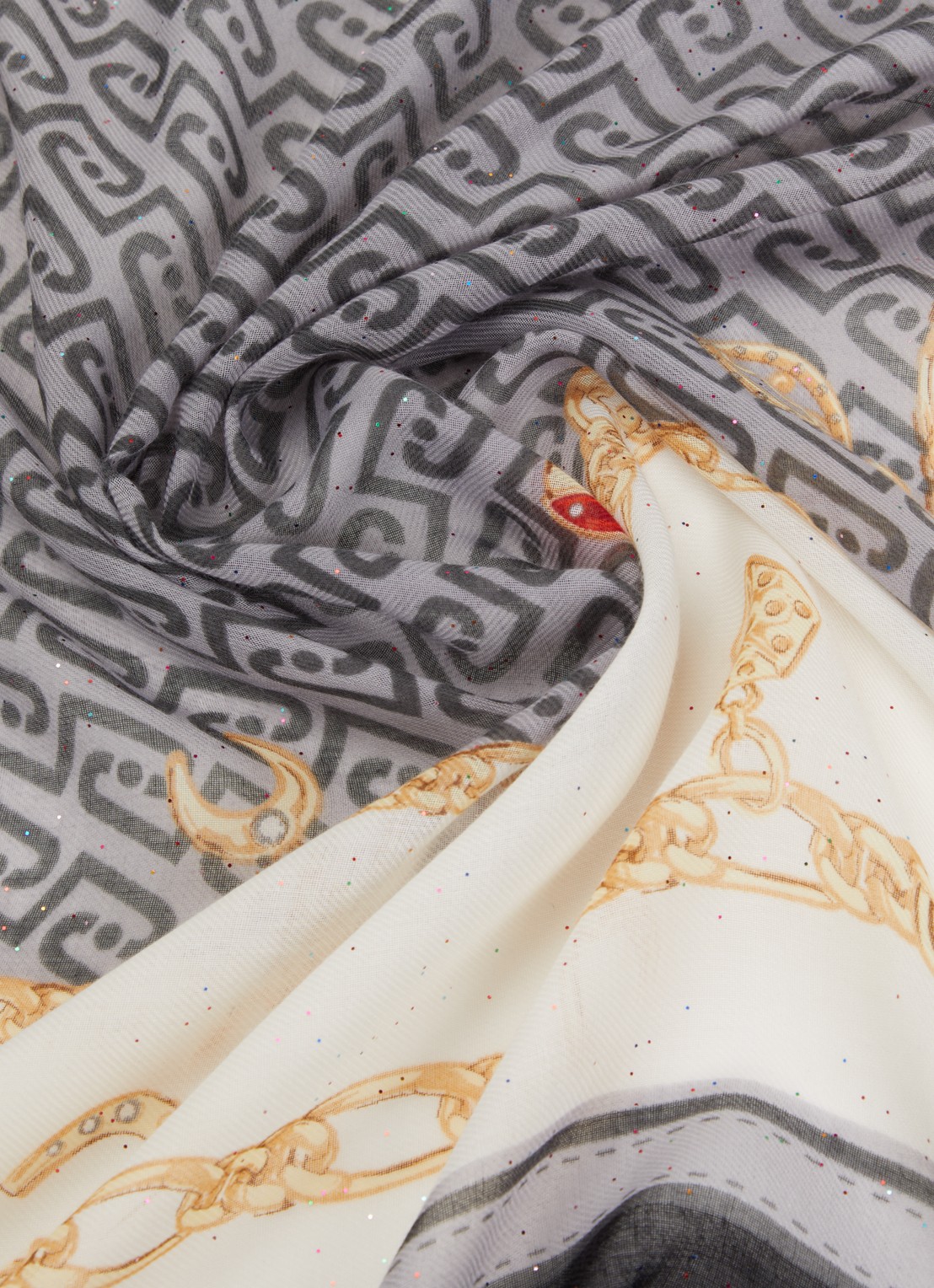 Liu Jo Foulard sjaal met logoprint en glitter  - detail 2 zwart