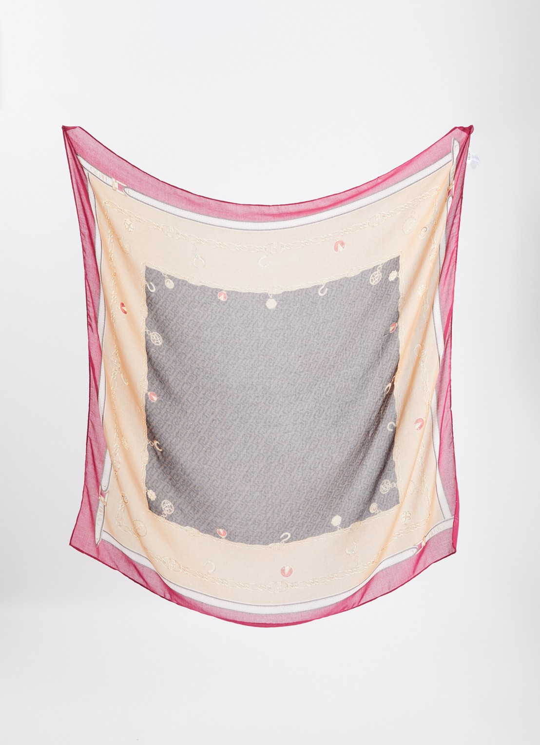 Liu Jo Foulard sjaal met logoprint en glitter  - detail kersenrood