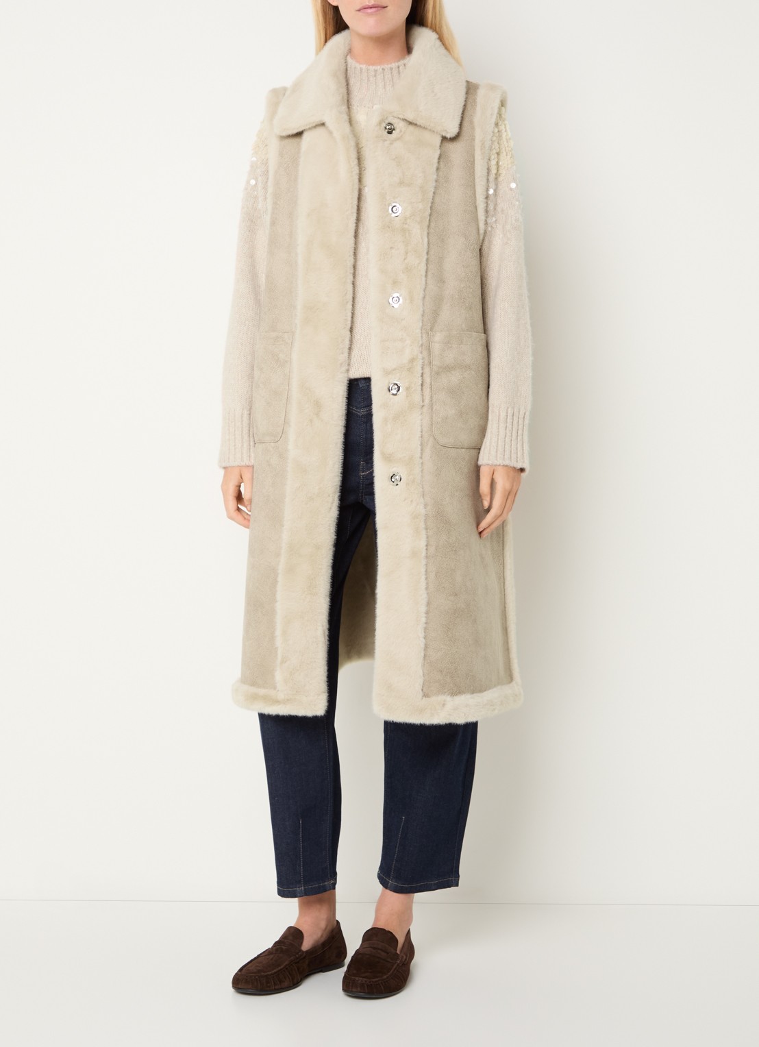 Liu Jo Gilet van imitatiebont  - voorkant 5 creme