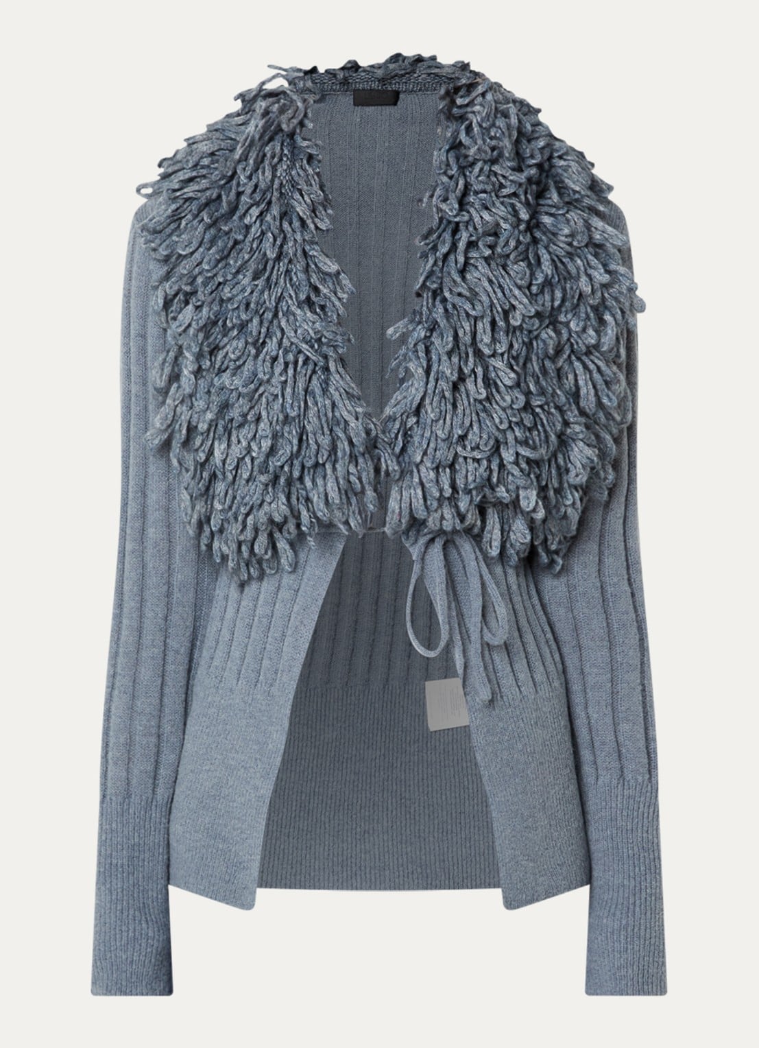 Liu Jo Grofgebreid openvallend vest in alpaca wolblend - voorkant 3 staalblauw