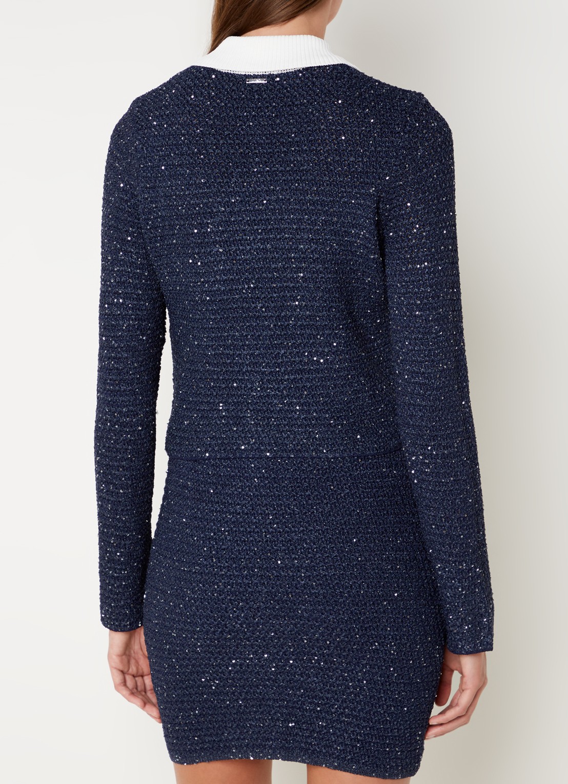 Liu Jo Grofgebreid vest met sierknopen - achterkant 5 blauw
