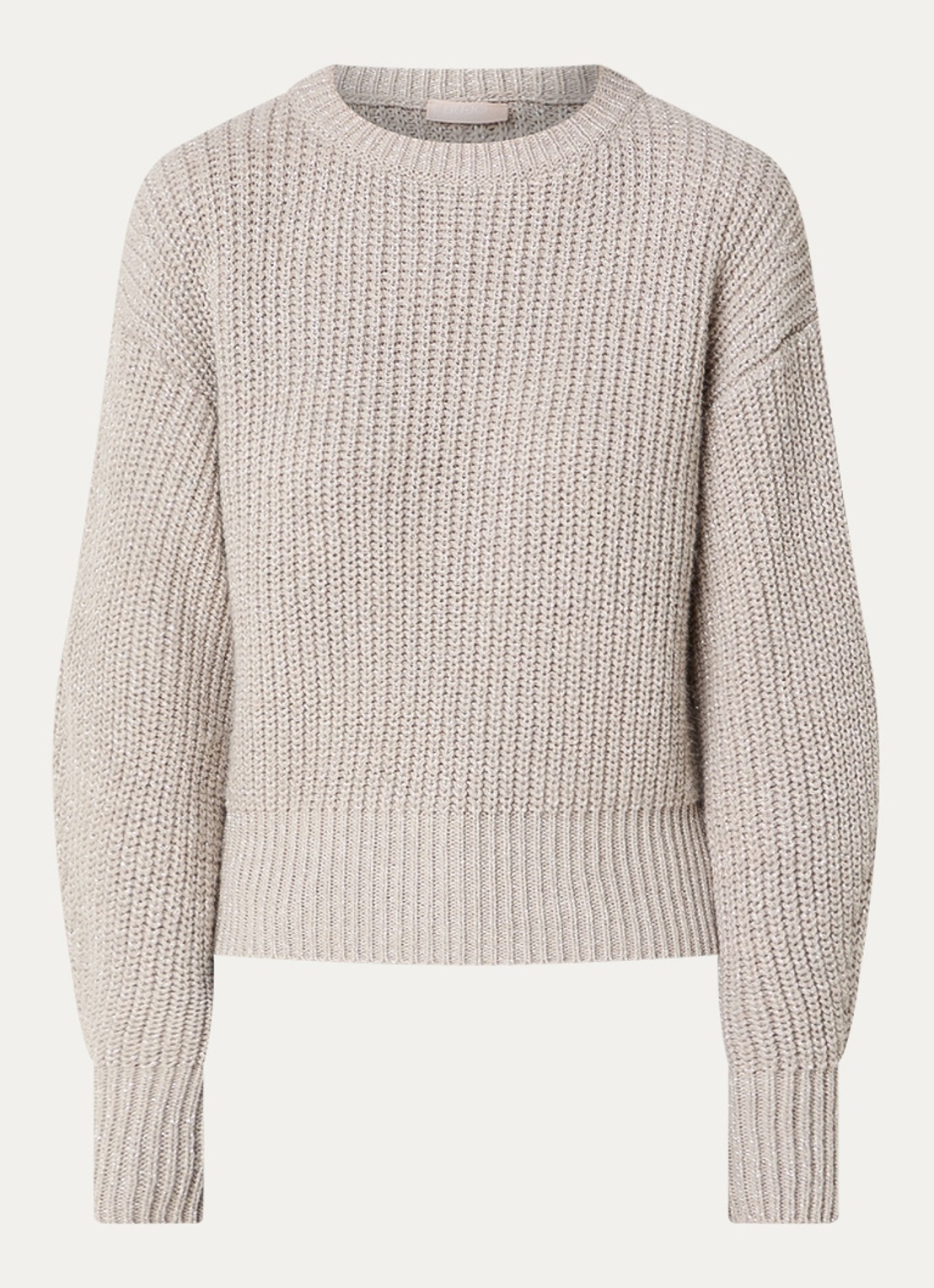 Liu Jo Grofgebreide trui in alpaca wolblend met lurex - voorkant 2 beige
