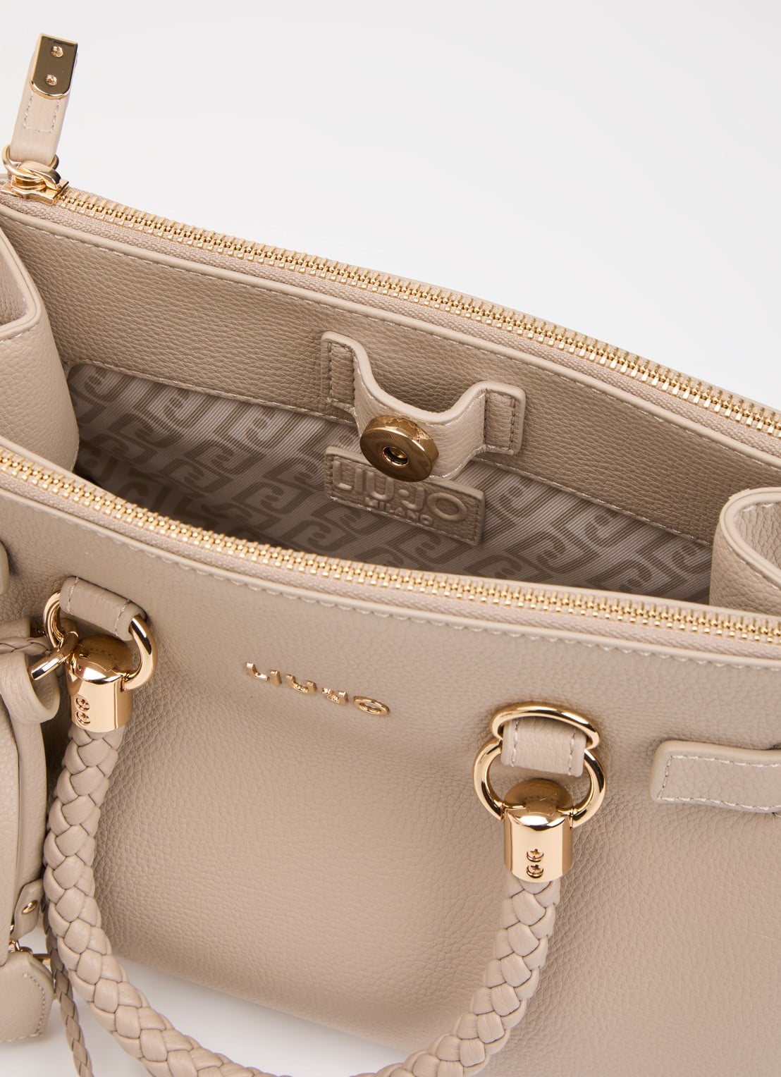 Liu Jo Handtas met gevlochten detail en afneembare schouderriem - detail beige
