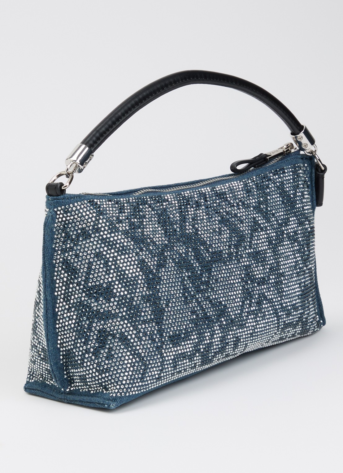 Liu Jo Handtas van denim met strass en afneembare schouderriem - achterkant indigo