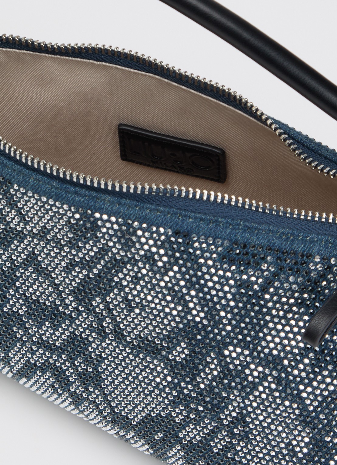 Liu Jo Handtas van denim met strass en afneembare schouderriem - detail 2 indigo