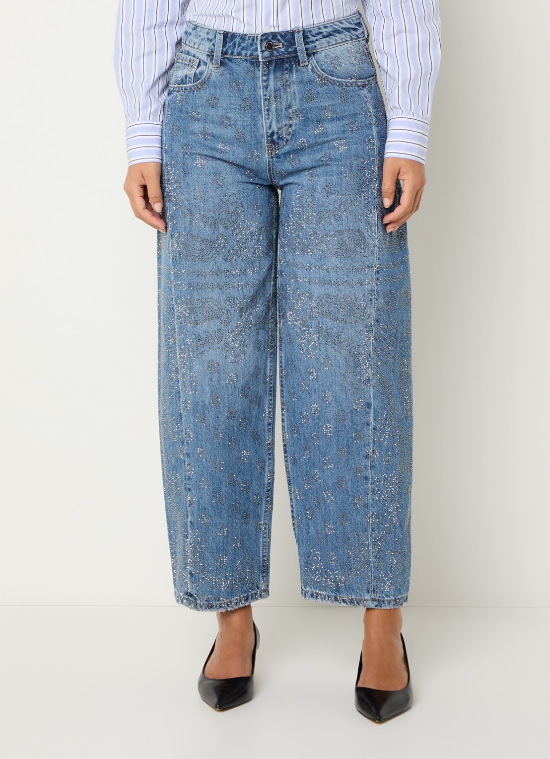Liu Jo High waist ballon fit jeans met strass - detail 2 indigo