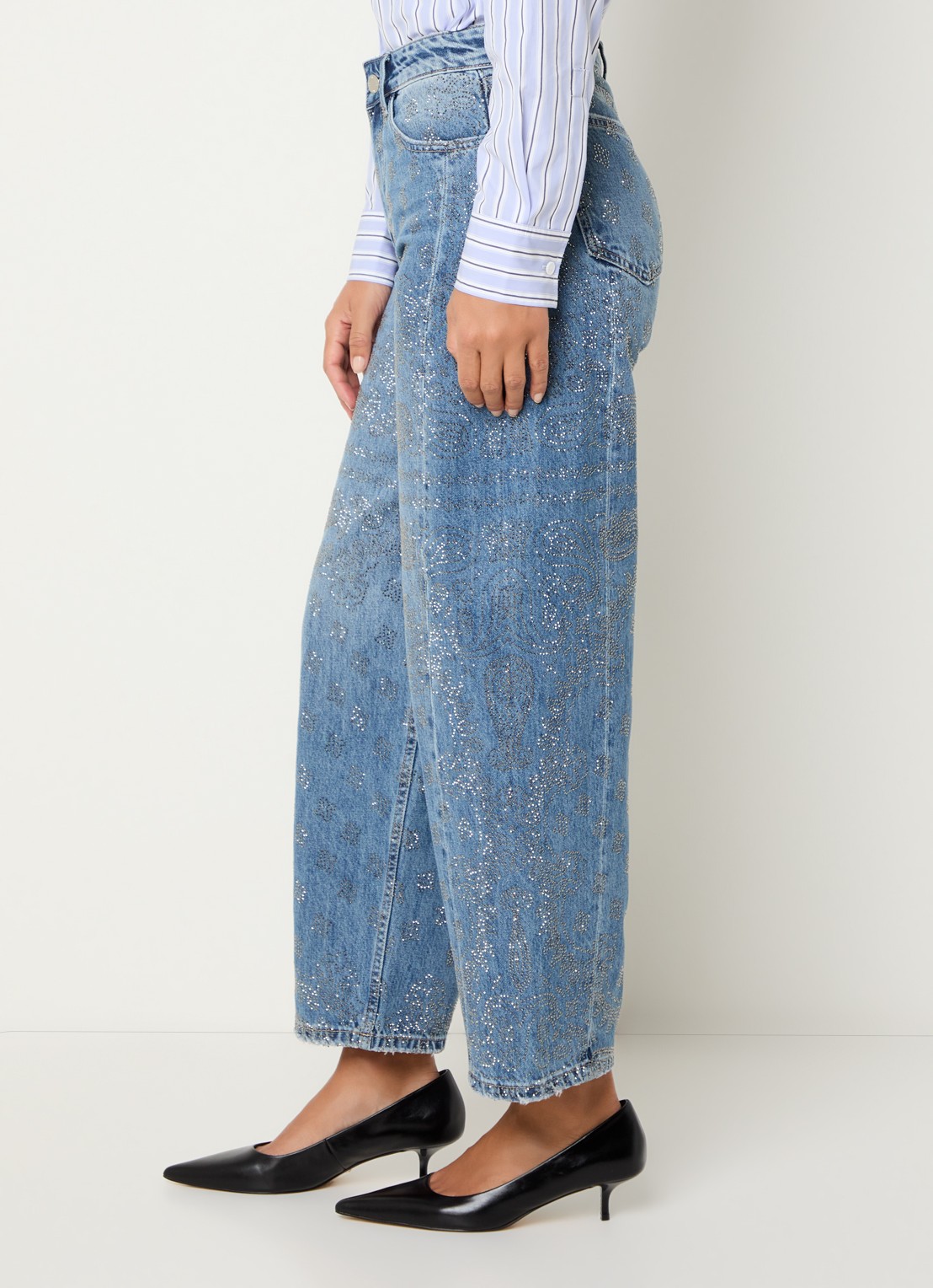 Liu Jo High waist ballon fit jeans met strass - detail 3 indigo