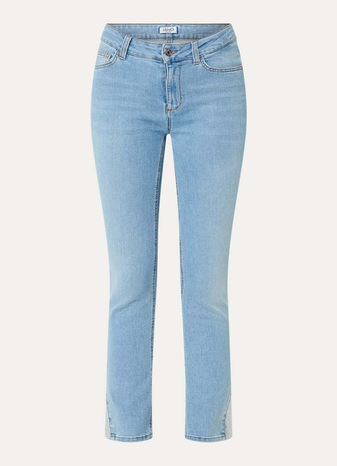 Liu Jo High waist cropped skinny jeans met lichte wassing - voorkant indigo