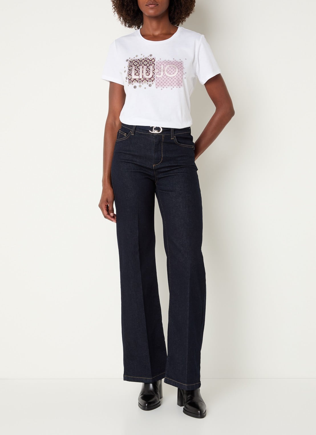 Liu Jo High waist flared fit jeans met gekleurde wassing - voorkant 4 wit