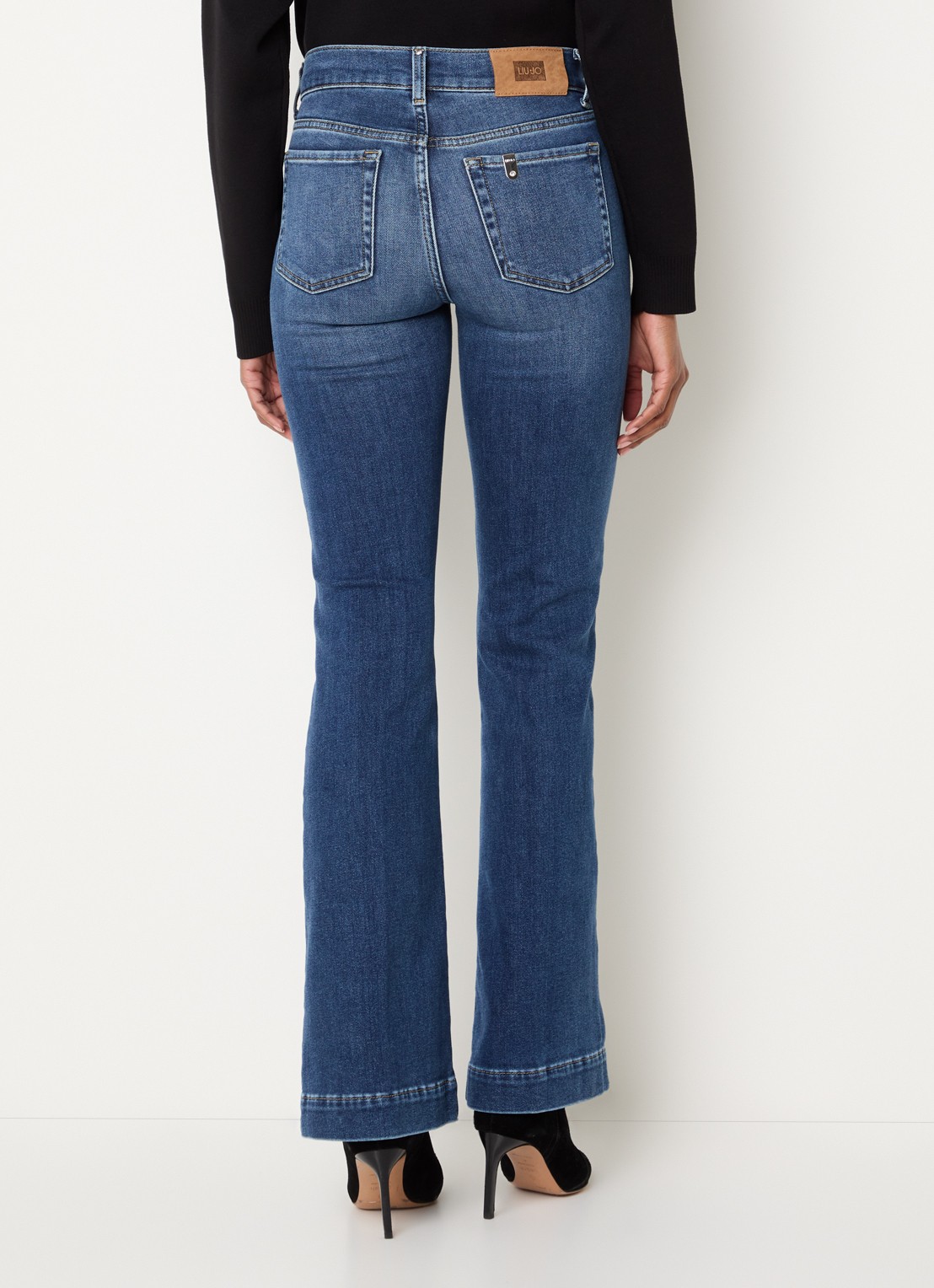Liu Jo High waist flared fit jeans met medium wassing - achterkant 5 indigo