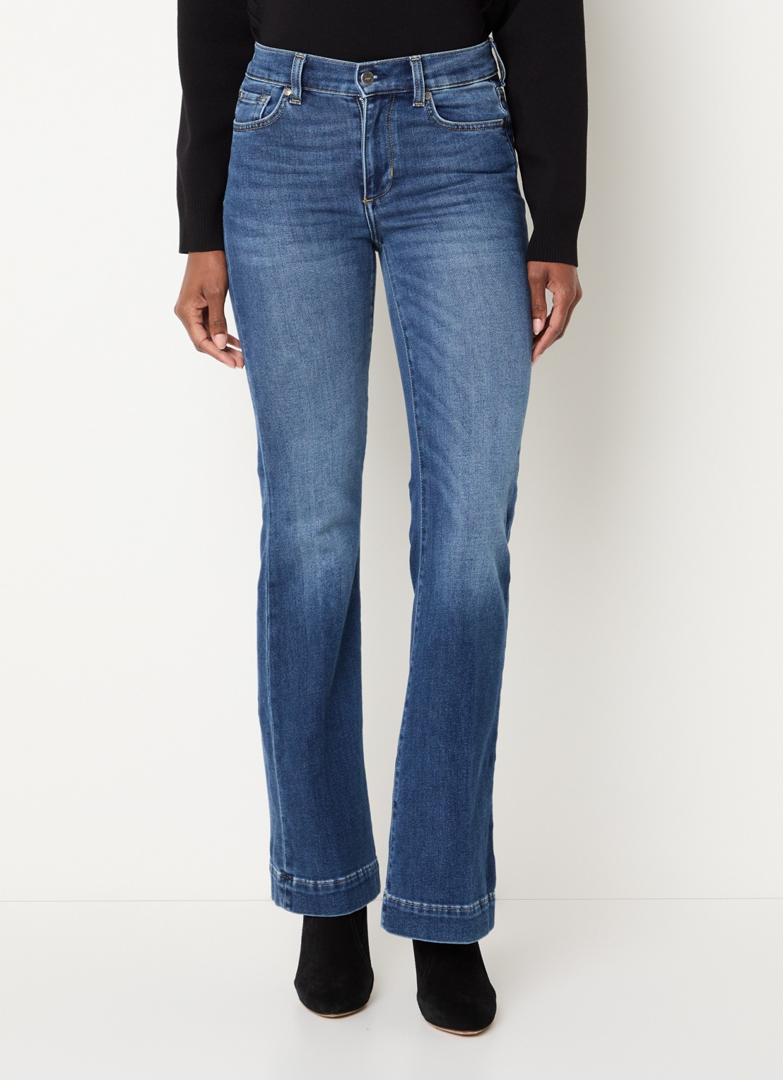 Liu Jo High waist flared fit jeans met medium wassing - detail indigo