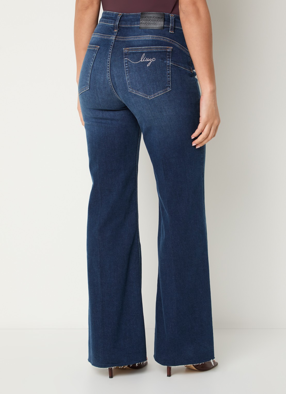 Liu Jo High waist flared fit jeans met medium wassing - achterkant indigo