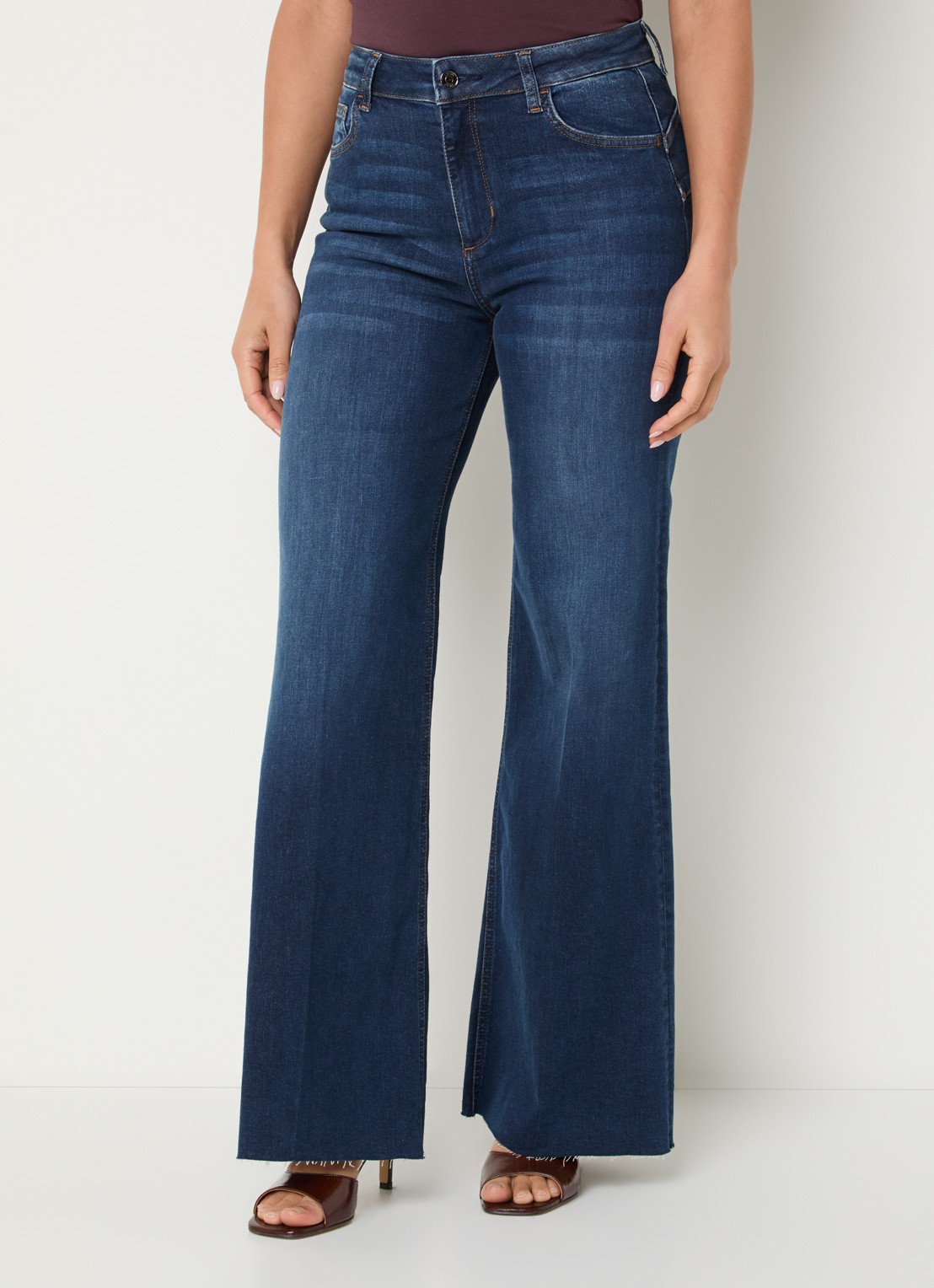 Liu Jo High waist flared fit jeans met medium wassing - detail 2 indigo