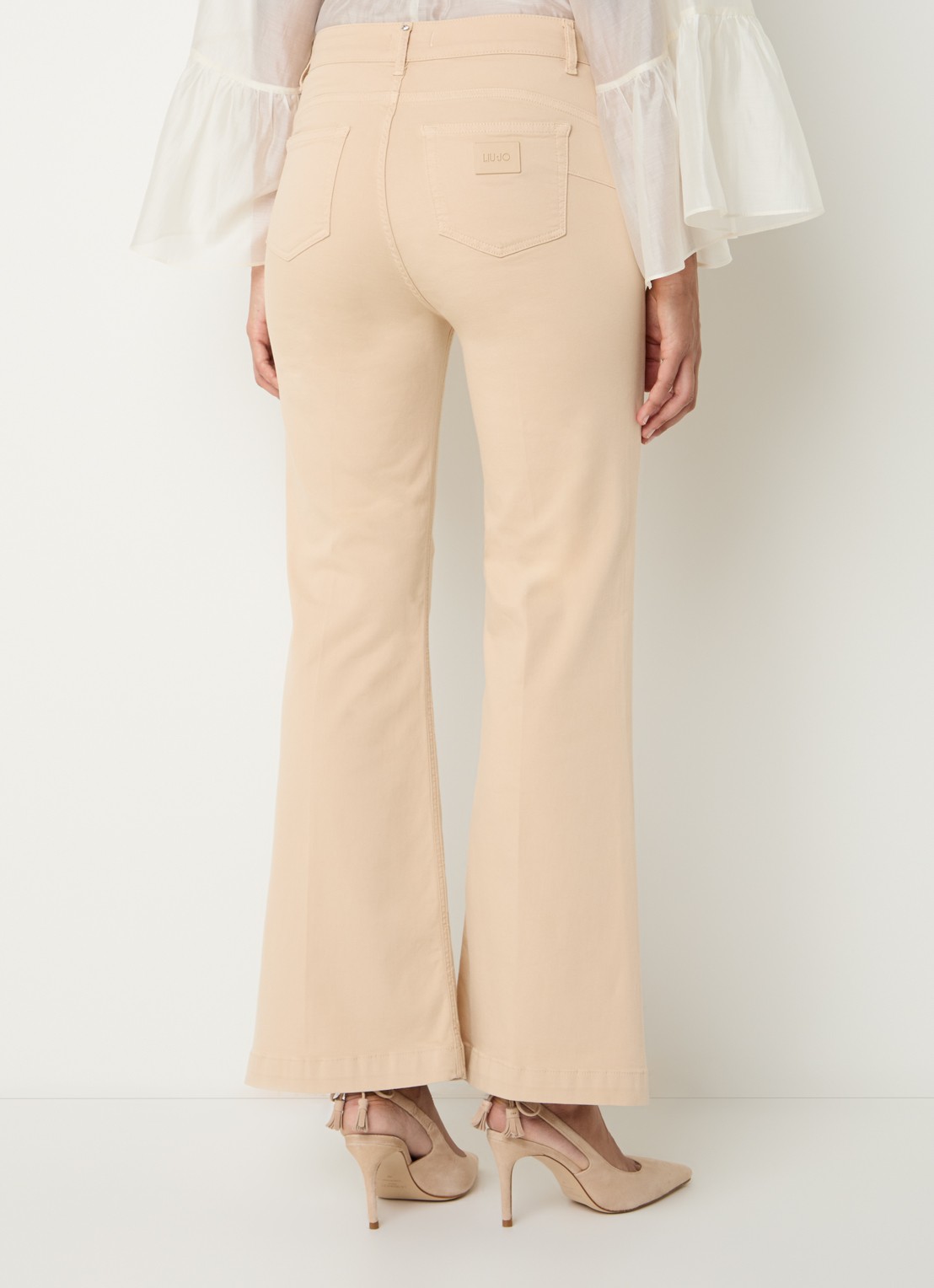 Liu Jo High waist flared fit pantalon met steekzakken - achterkant 4 beige