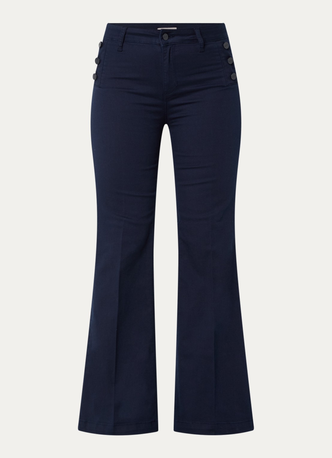 Liu Jo High waist flared fit pantalon met steekzakken - voorkant 2 wit