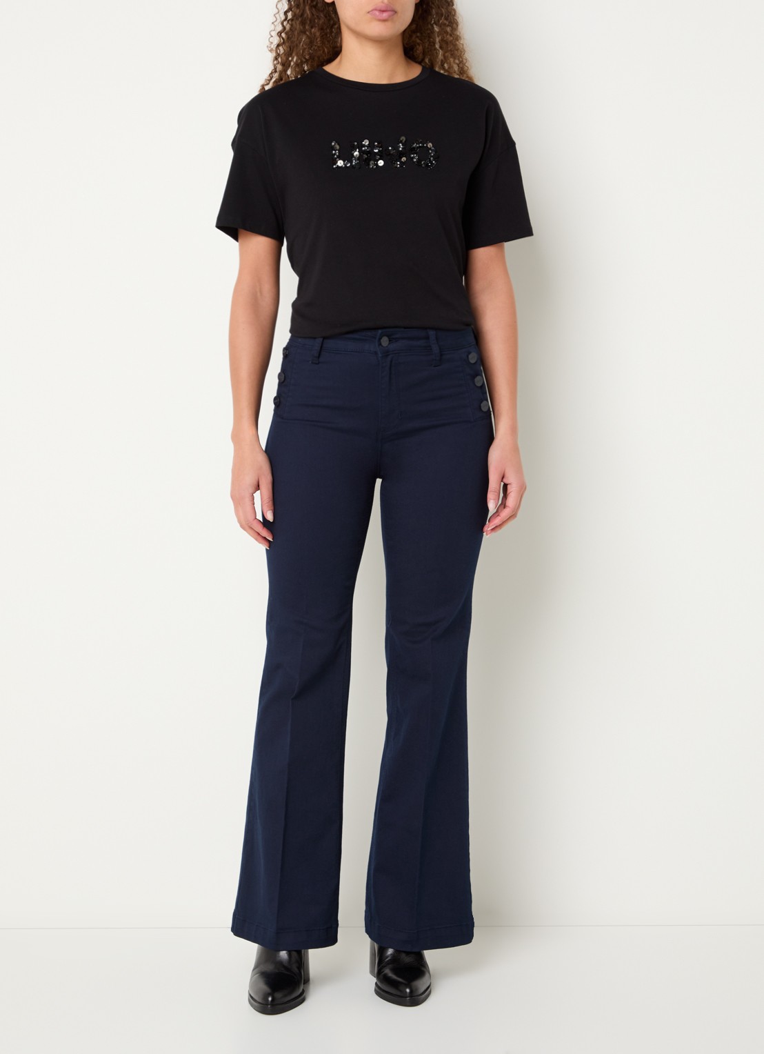 Liu Jo High waist flared fit pantalon met steekzakken - voorkant 3 wit