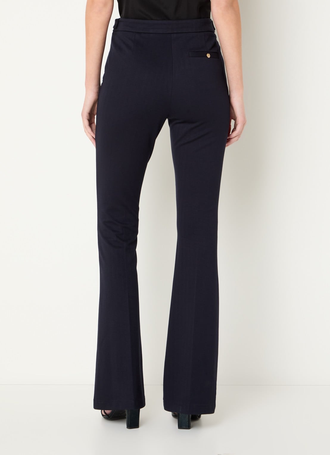 Liu Jo High waist flared fit pantalon met steekzakken - achterkant 4 donkerblauw